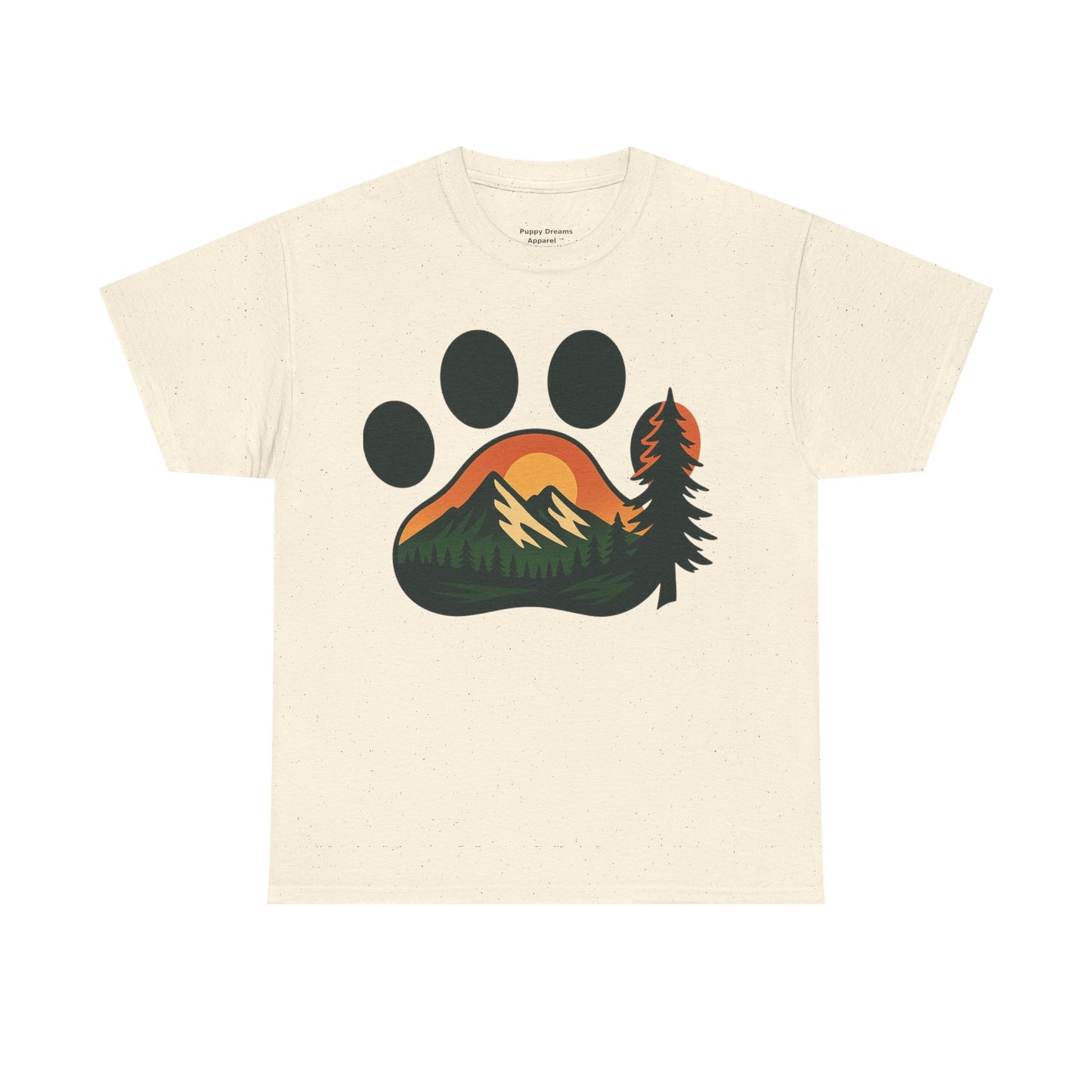 Nature-Inspired Paw Print Tee | Unisex Heavy Cotton T-Shirt for Animal Lovers, Outdoor Enthusiasts, Hiking, Camping, Gift Idea