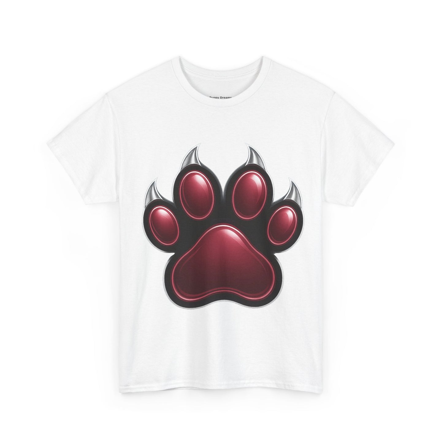 Stylish Unisex Heavy Cotton Tee with Bold Red Paw Print, Pet Lover Gift, Animal Rescue Fundraiser, Casual Wear, Everyday Essentials