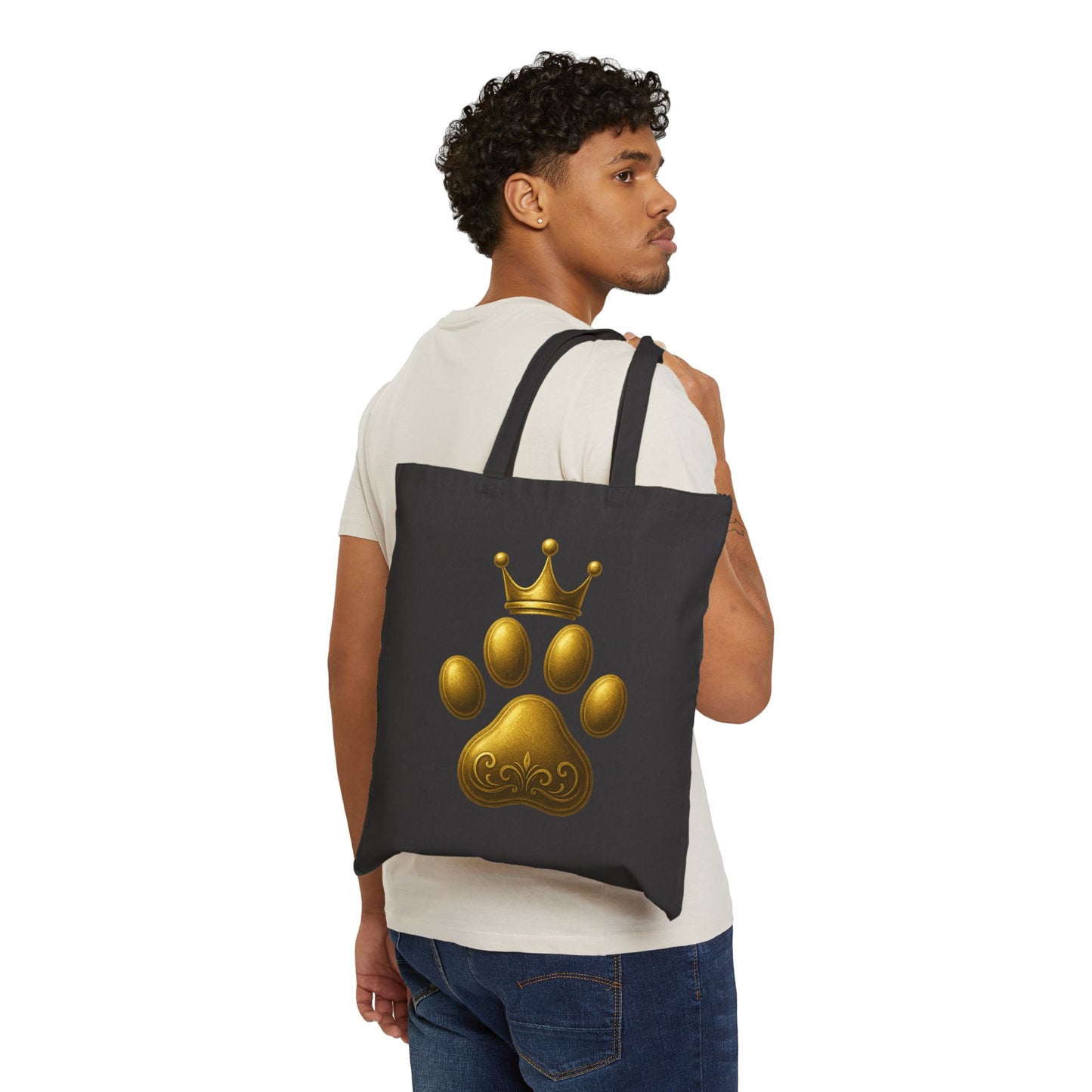 Royal Paw Print Cotton Tote Bag, Pet Lover Gift, Animal Mom Bag, Eco-Friendly Shopping Tote, Birthday Gift for Dog Owners