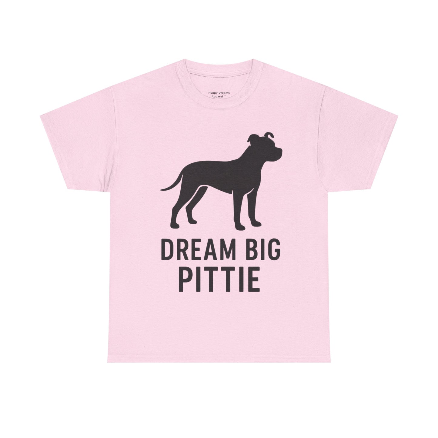 Unisex Heavy Cotton Tee with 'Dream Big Pittie' Design, Pet Lover Shirt, Gifts for Dog Owners, Animal Rescue Apparel, Dog Mom Gift