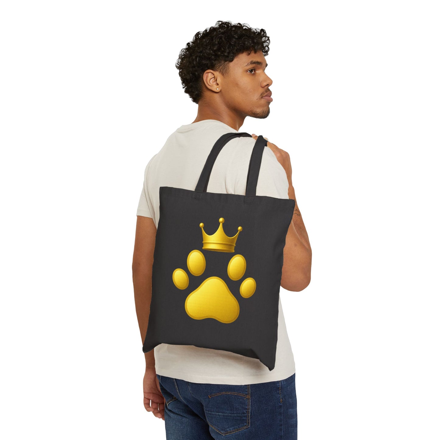 Royal Pet Paw Cotton Canvas Tote Bag, Dog Lover Gift, Eco-Friendly Shopping Bag, Personalized Pet Parent Tote, Cute Animal Design