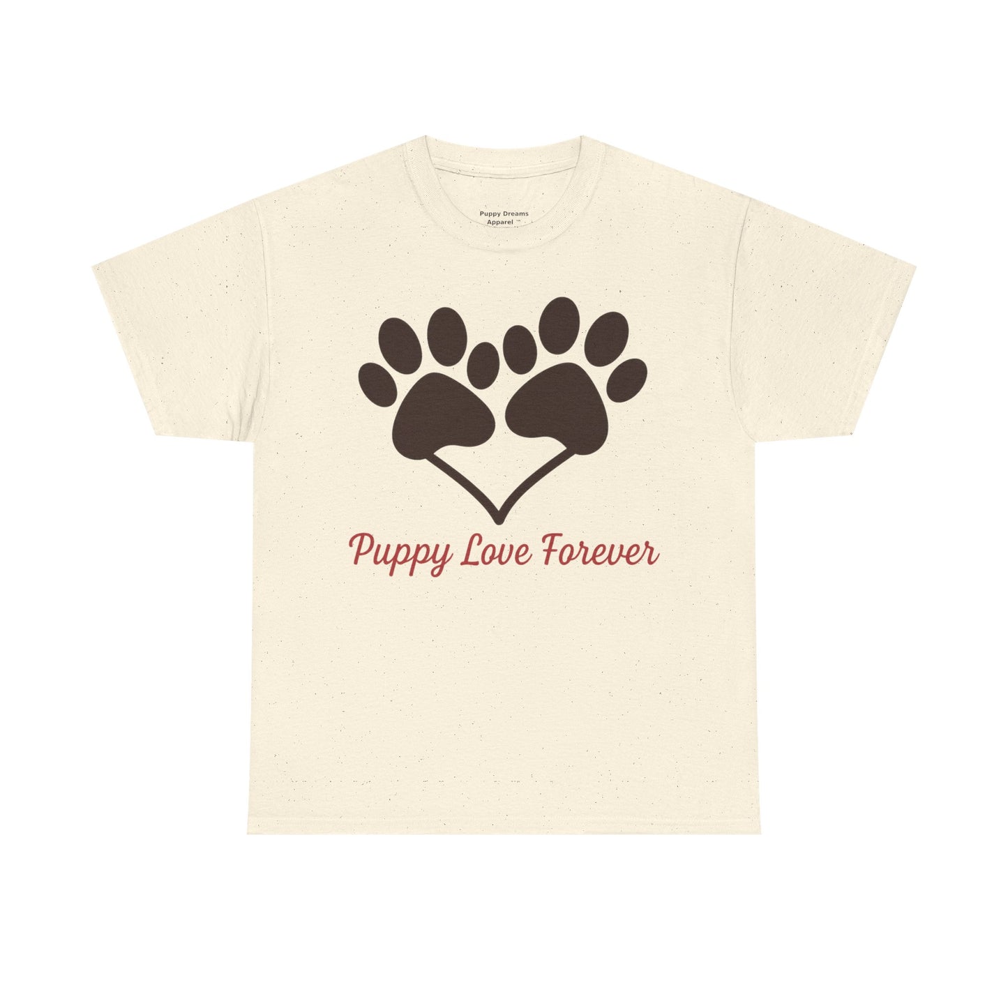 Puppy Love Forever Unisex Heavy Cotton Tee, Dog Lover Gift, Heart Paw Print Shirt, Pet Adoption Awareness, Animal Rescue T-Shirt