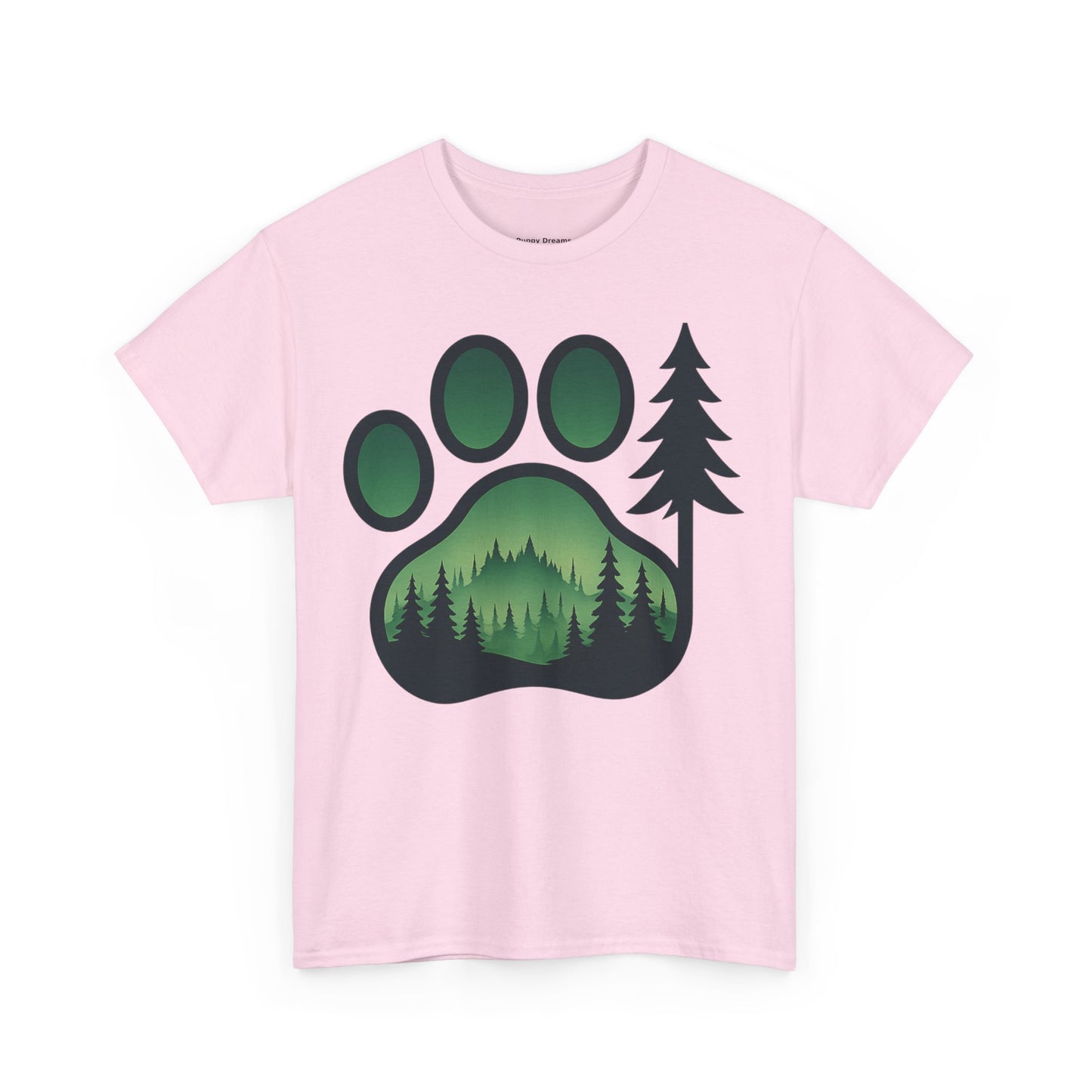 Eco-Friendly Unisex Cotton Tee with Forest and Paw Print Design, Nature Lover Gift, Animal Advocacy T-Shirt, Adventure Wear, Casual Outfit