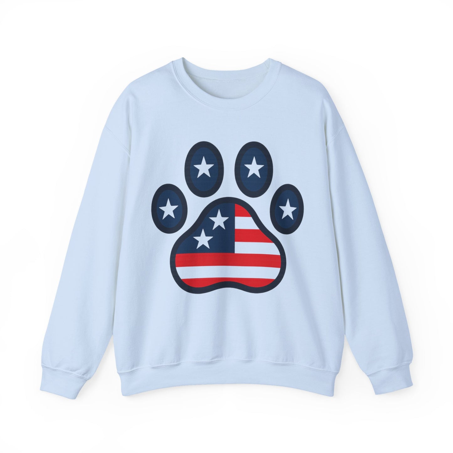 Patriotic Paw Print Crewneck Sweatshirt, Dog Lover Gift, USA Sweatshirt, Fourth of July Apparel, Animal Print Sweatshirt