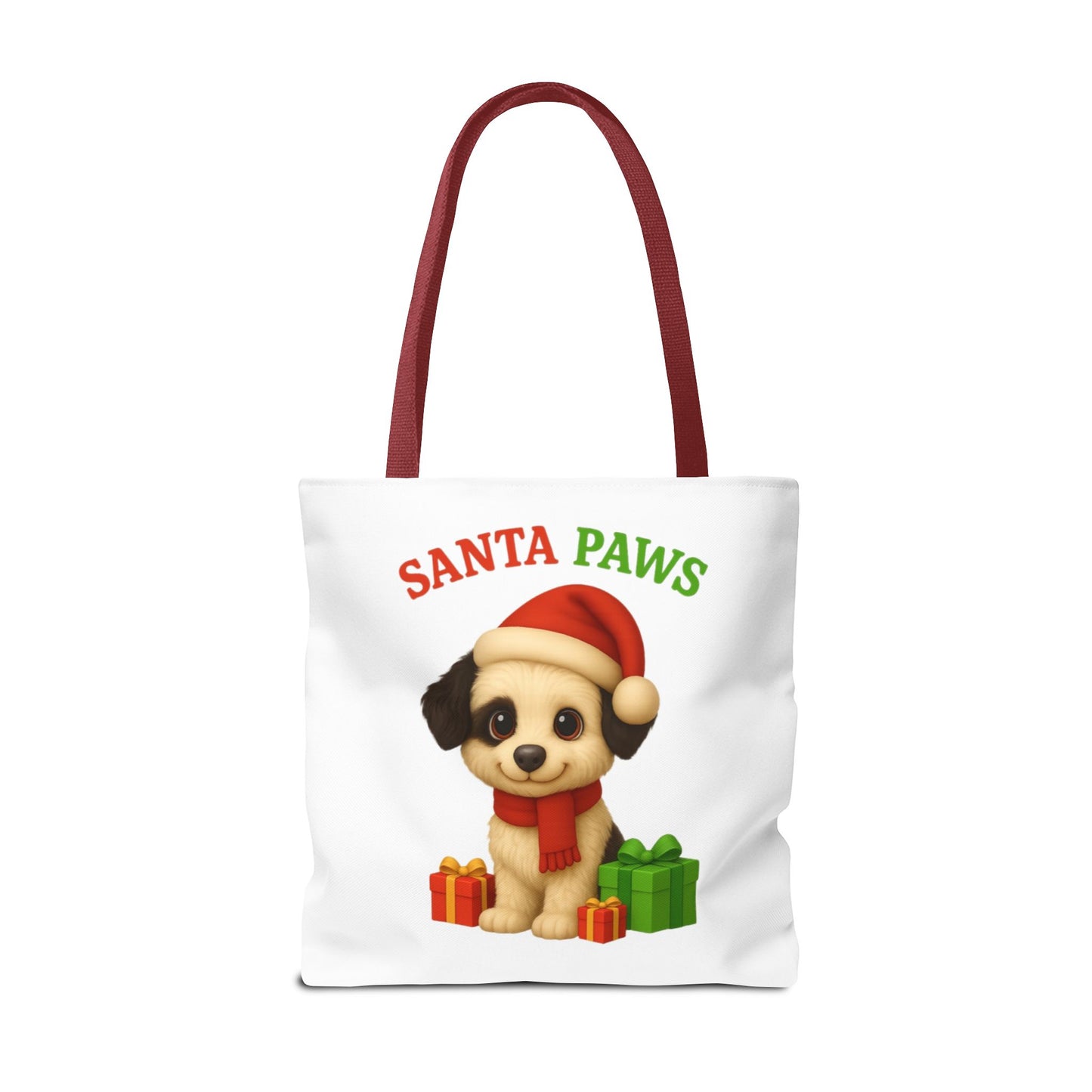 Christmas Dog Tote Bag, Pet Lover Gift, Santa Paws Eco-friendly Bag, Holiday Shopping Tote, Cute Puppy Design, Dog Owner Accessory