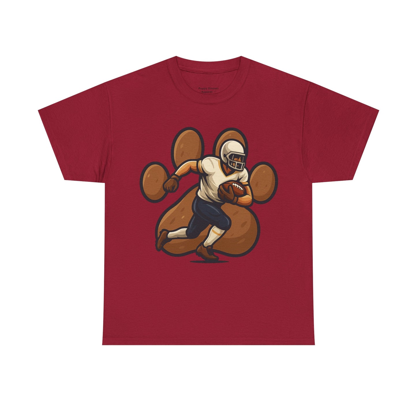 Football Paw Print Tee - Unisex Heavy Cotton T-Shirt, Sports Fan Gift, Game Day Apparel, Casual Wear, Team Spirit Tops