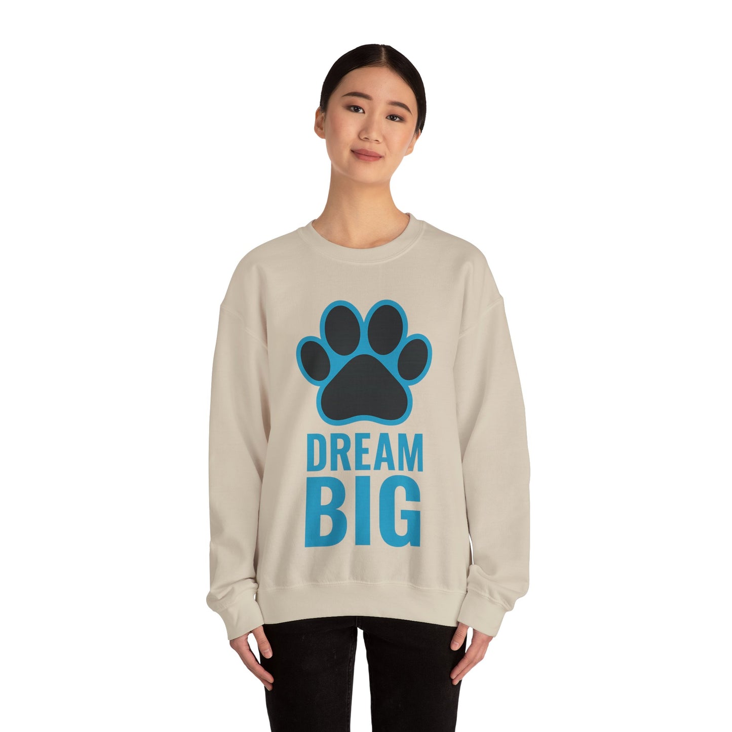 Dream Big Pet-Themed Unisex Crewneck Sweatshirt, Cozy Gift for Animal Lovers, Casual Wear, Dog Mom Gift, Birthday Gift, Comfortable Apparel
