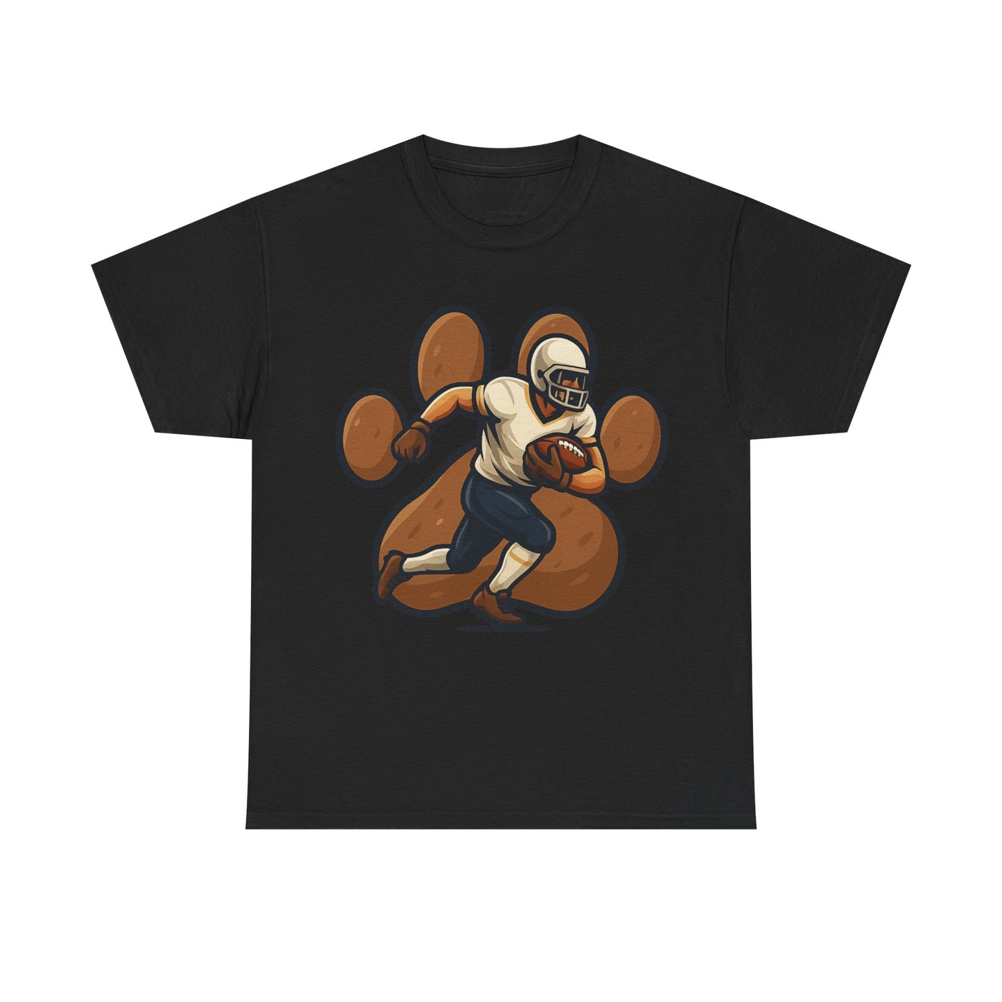 Football Paw Print Tee - Unisex Heavy Cotton T-Shirt, Sports Fan Gift, Game Day Apparel, Casual Wear, Team Spirit Tops