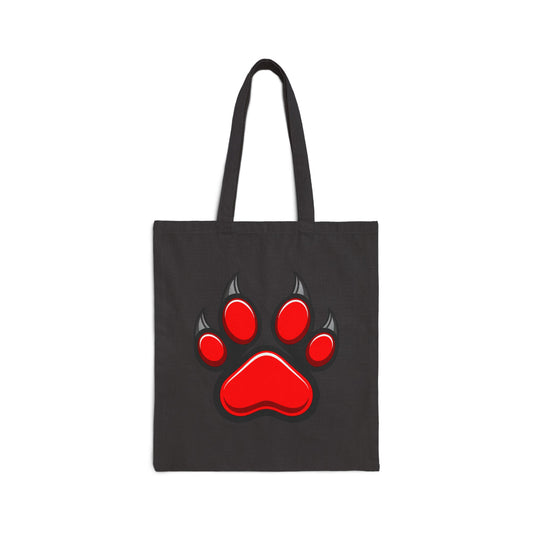 Red Paw Print Cotton Canvas Tote Bag, Pet Lover Gift, Eco-Friendly Shopping Bag, Dog Mom Tote, Animal Lover Accessory