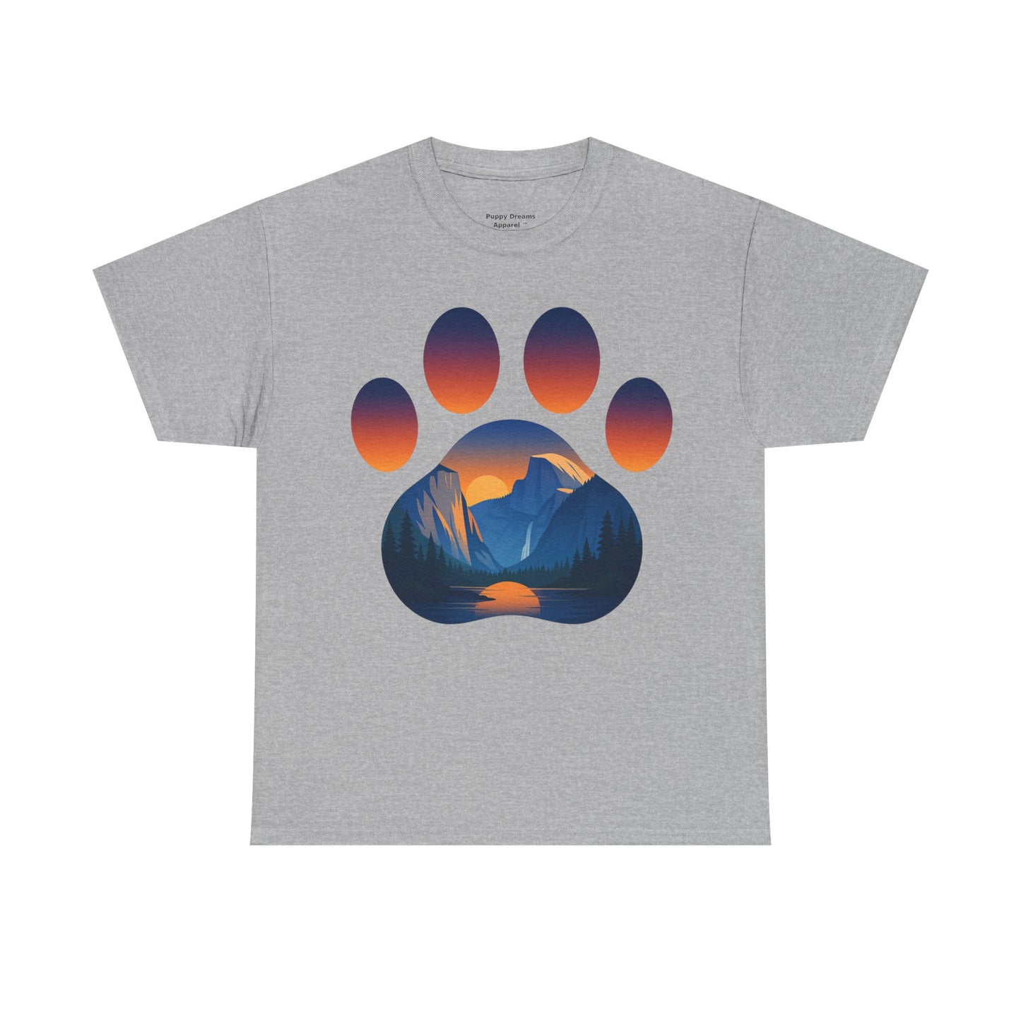 Mountain Sunset Paw Print Tee for Animal Lovers, Unisex Cotton Shirt, Gift for Pet Owners, Nature-Themed T-Shirt, Casual Wear