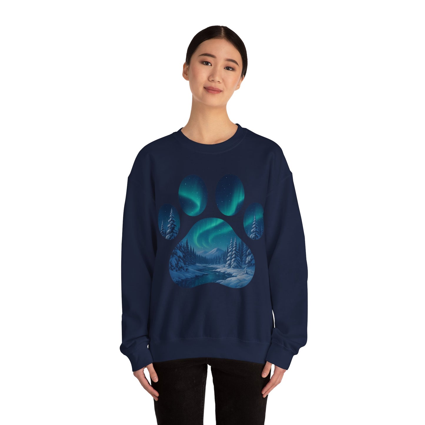 Cozy Wilderness Paw Print Sweatshirt | Unisex Crewneck, Nature Lover Gift, Eco-Friendly Apparel, Perfect for Campers, Animal Lovers