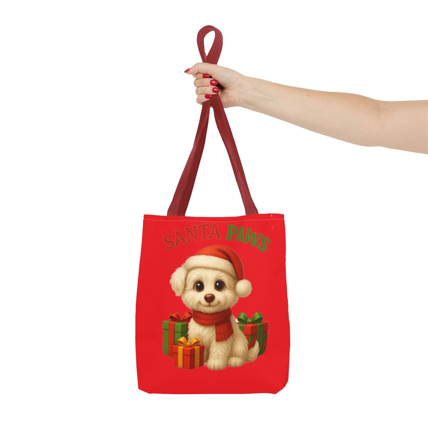 Adorable Santa Paws Tote Bag | Cute Christmas Pet Gift, Holiday Shopping, Pet Lover Accessory, Festive Handbag, Paw Print Tote