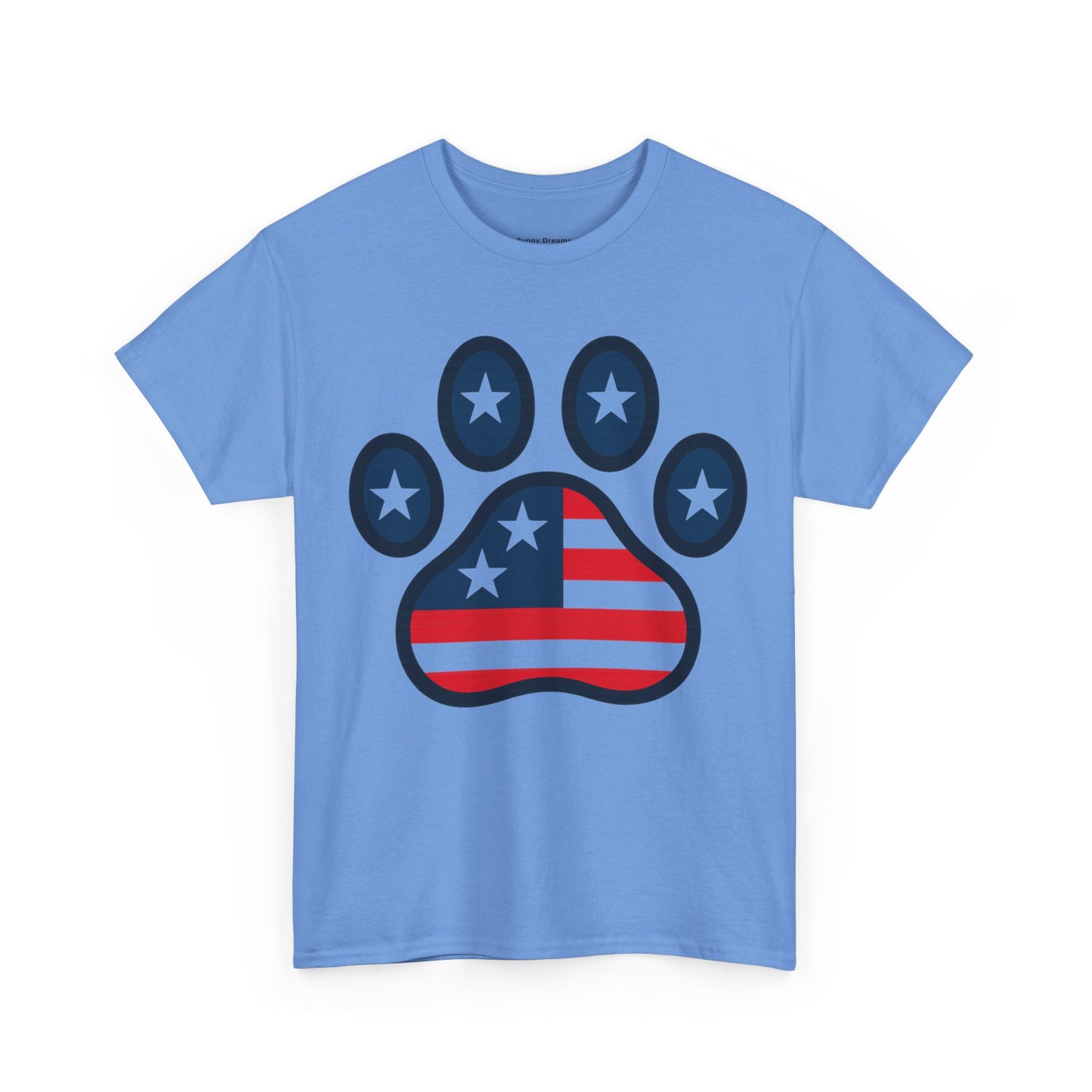 Patriotic Paw Print Tee, Cute Pet Lover T-shirt, Fashion Gift for Dog Owners, 4th of July Shirt, Casual Cotton Top
