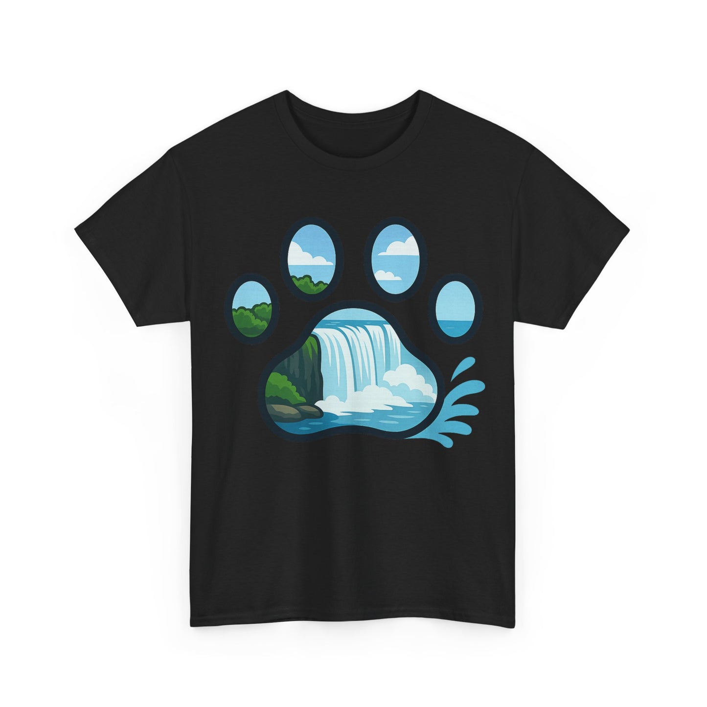 Nature-Inspired Paw Print Tee, Unisex Heavy Cotton Tee, Cute Animal Shirt, Outdoor Lover Gift, Eco-Friendly Apparel, Casual Wear