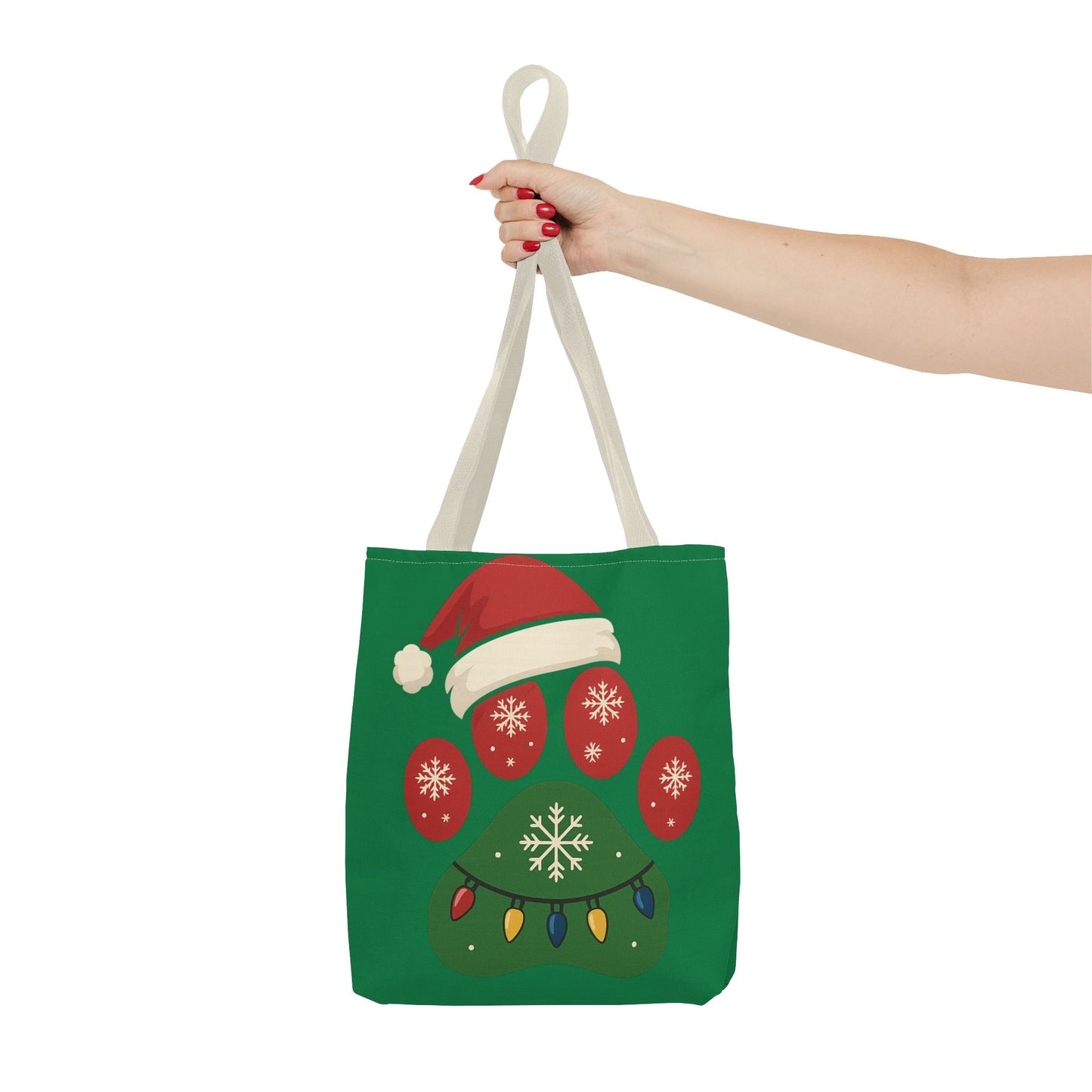 Festive Animal Paw Print Tote Bag, Holiday Shopper Tote, Christmas Gift Bag, Eco-Friendly Holiday Tote, Pet Lover's Tote