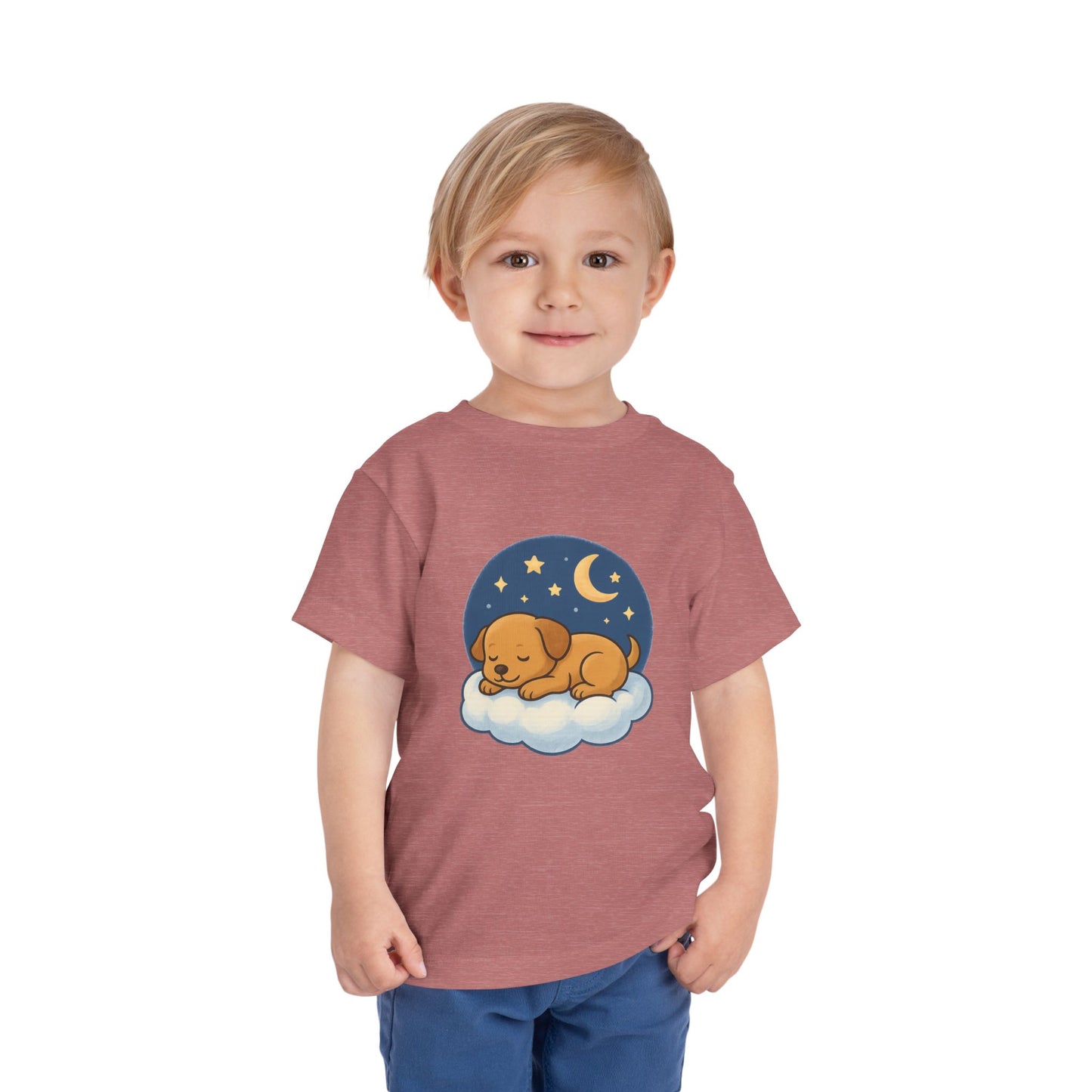 Sleepy Puppy Toddler Tee, Cute Dog Kids Shirt, Toddler Sleepwear, Baby Gift, Animal T-Shirt, Stars and Moon Design