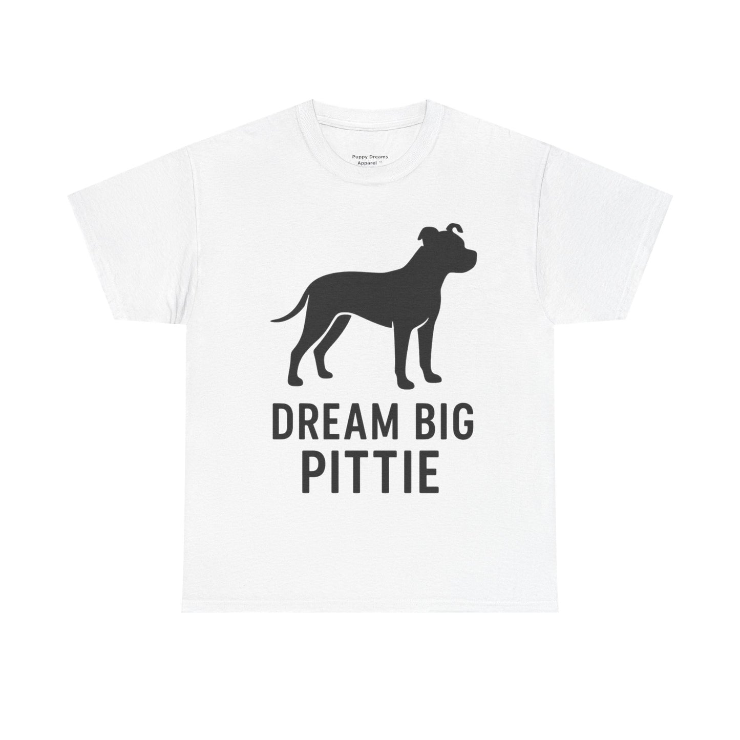 Unisex Heavy Cotton Tee with 'Dream Big Pittie' Design, Pet Lover Shirt, Gifts for Dog Owners, Animal Rescue Apparel, Dog Mom Gift