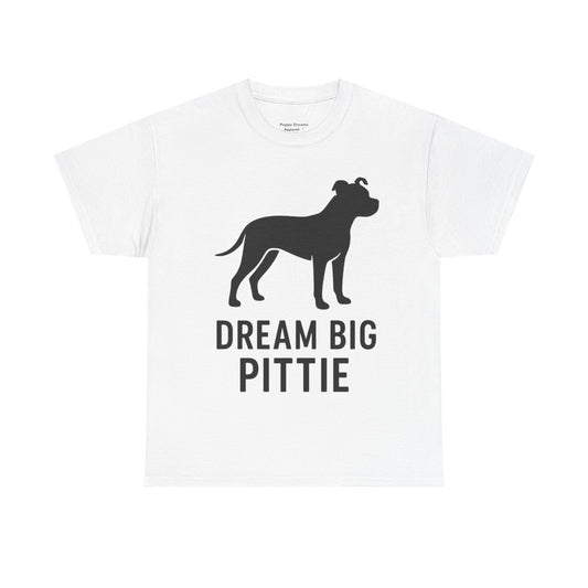 Unisex Heavy Cotton Tee with 'Dream Big Pittie' Design, Pet Lover Shirt, Gifts for Dog Owners, Animal Rescue Apparel, Dog Mom Gift