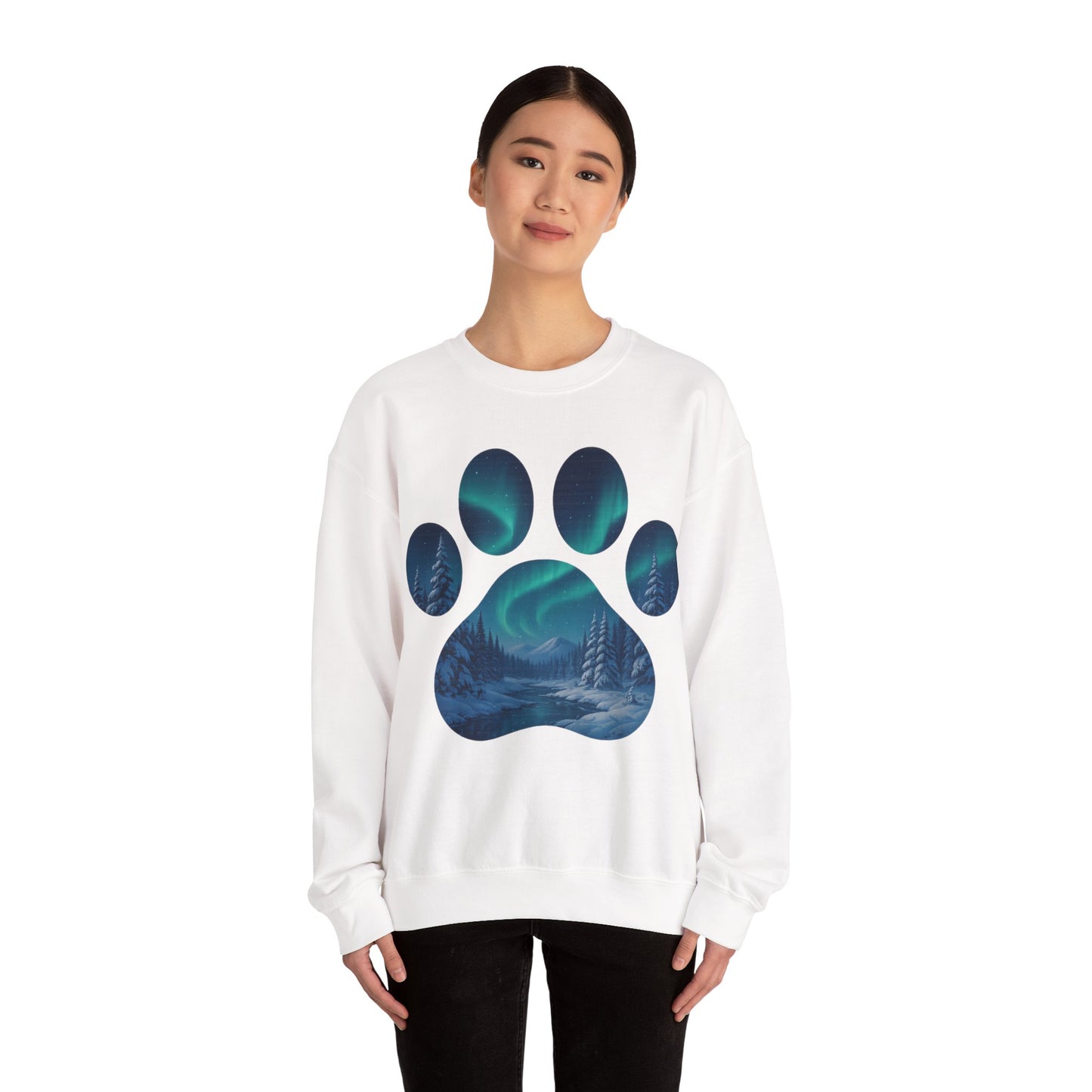 Cozy Wilderness Paw Print Sweatshirt | Unisex Crewneck, Nature Lover Gift, Eco-Friendly Apparel, Perfect for Campers, Animal Lovers