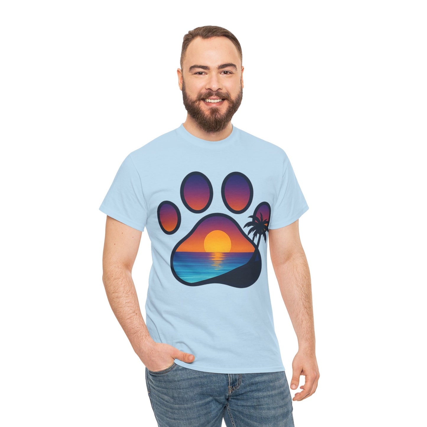 Sunset Beach Paw Print Tee | Pet Lovers Shirt, Gift for Dog Owners, Casual Wear, Summer Vibes, Animal Lover Apparel