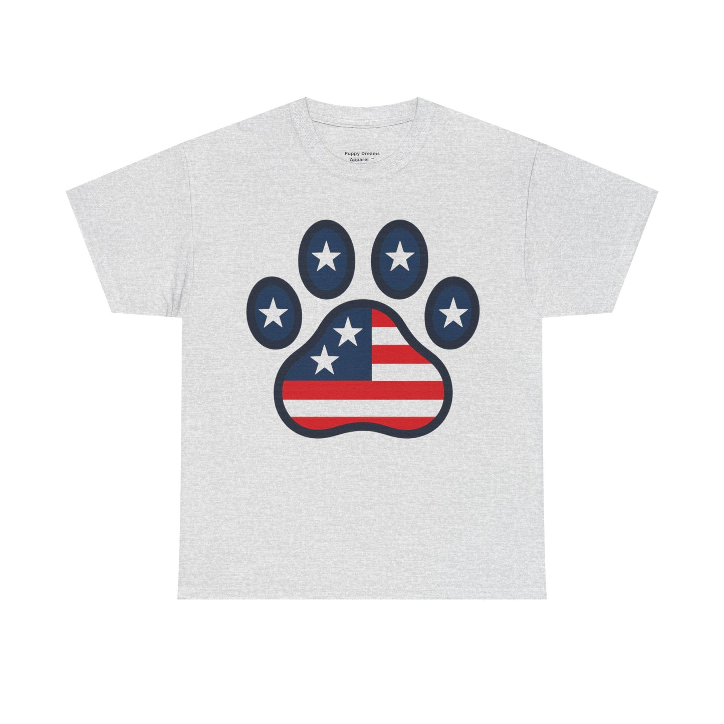 Patriotic Paw Print Tee, Cute Pet Lover T-shirt, Fashion Gift for Dog Owners, 4th of July Shirt, Casual Cotton Top