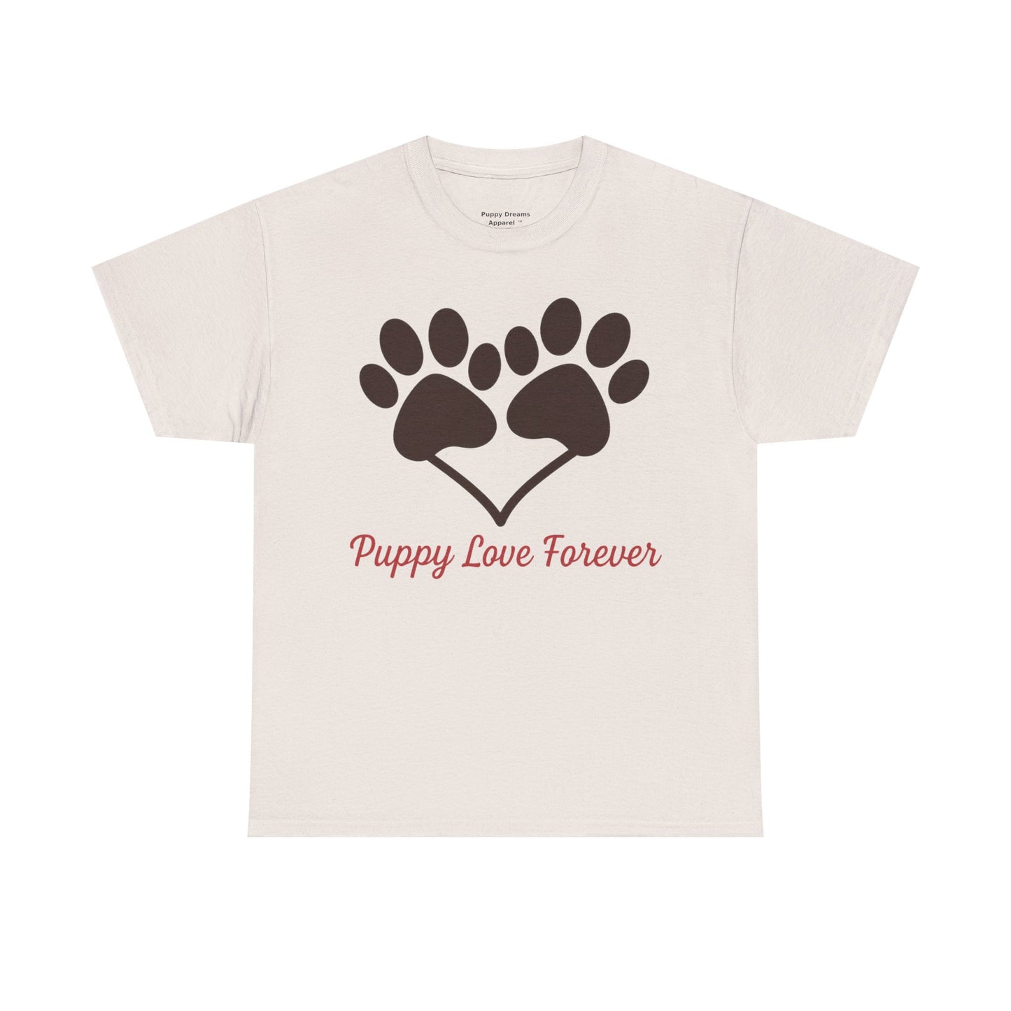Puppy Love Forever Unisex Heavy Cotton Tee, Dog Lover Gift, Heart Paw Print Shirt, Pet Adoption Awareness, Animal Rescue T-Shirt