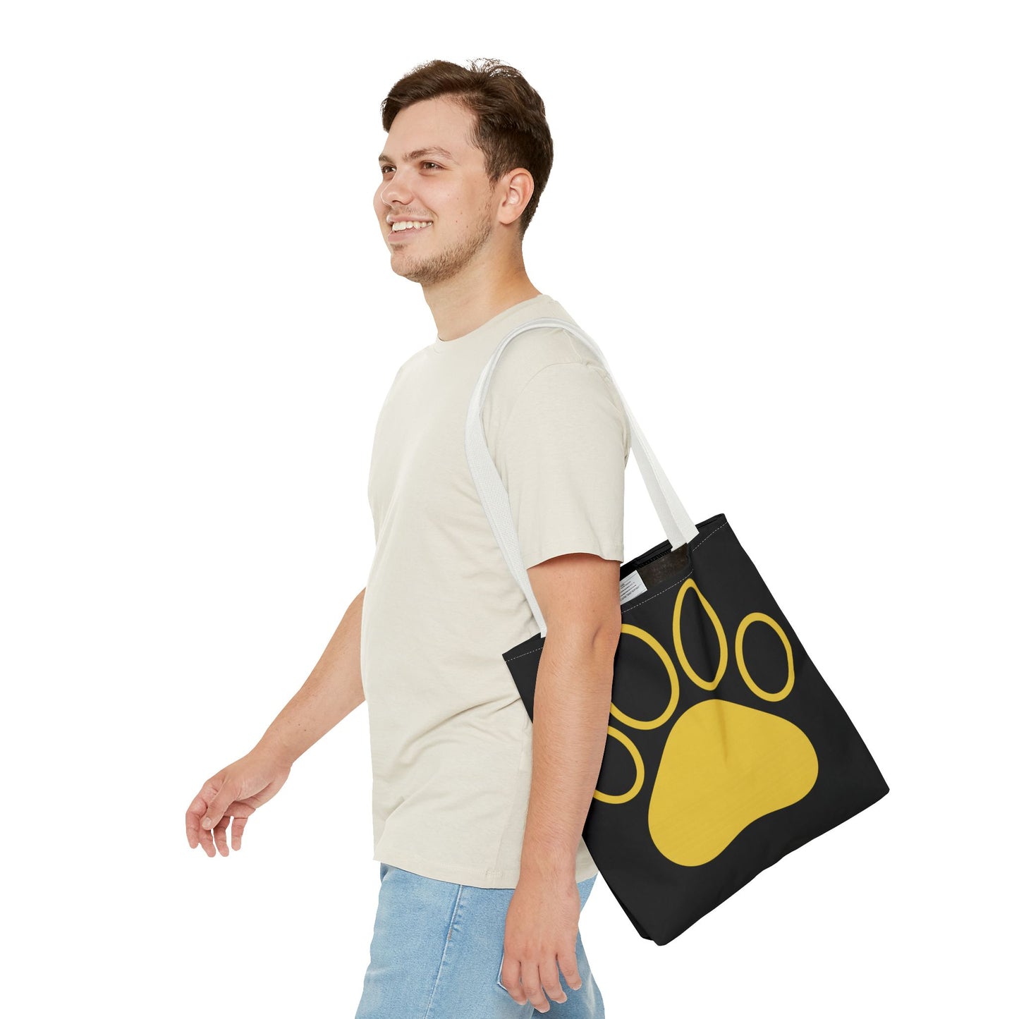 Custom Pet Lover Tote Bag, Yellow Paw Print, Eco-Friendly Bag, Gift for Pet Parents, Dog Mom Bag, Animal Lover Bag