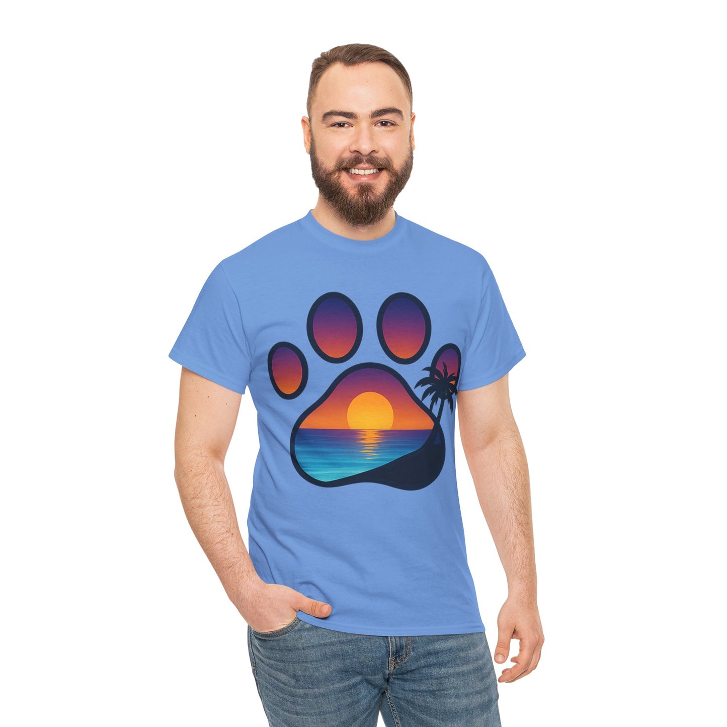 Sunset Beach Paw Print Tee | Pet Lovers Shirt, Gift for Dog Owners, Casual Wear, Summer Vibes, Animal Lover Apparel