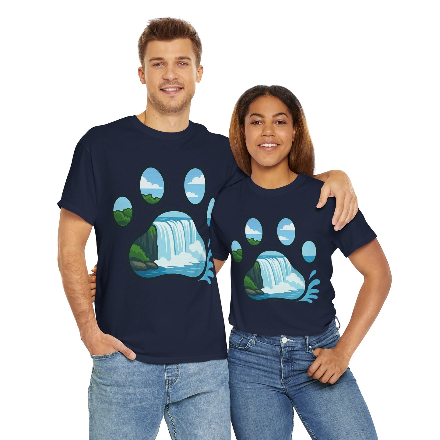 Nature-Inspired Paw Print Tee, Unisex Heavy Cotton Tee, Cute Animal Shirt, Outdoor Lover Gift, Eco-Friendly Apparel, Casual Wear
