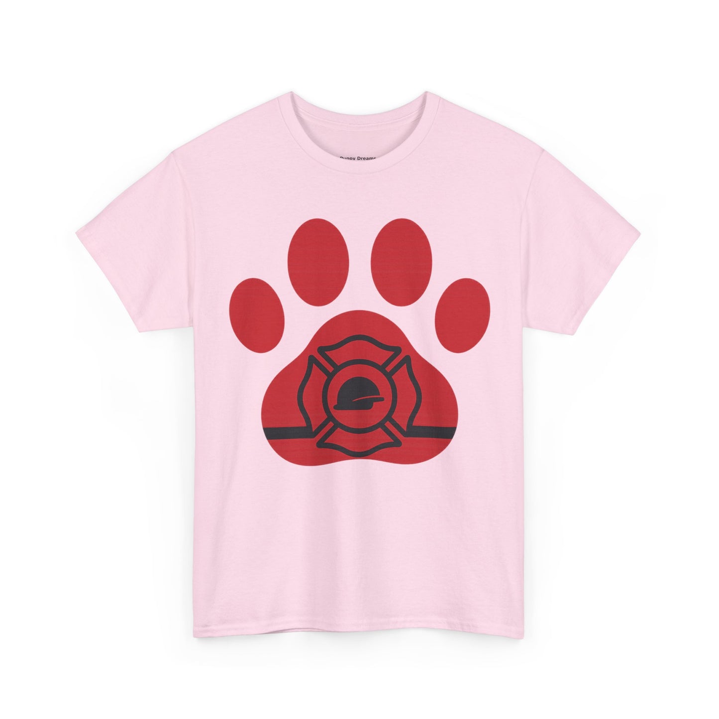Firefighter Paw Print Tee, Unisex Heavy Cotton T-Shirt, Animal Lover Gift, Firefighter Appreciation, Casual Wear, Pet Lover Apparel