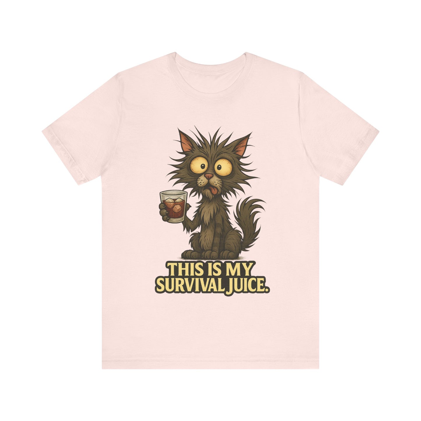 Survival Juice Cat Tee — Funny Coffee Cat T-Shirt