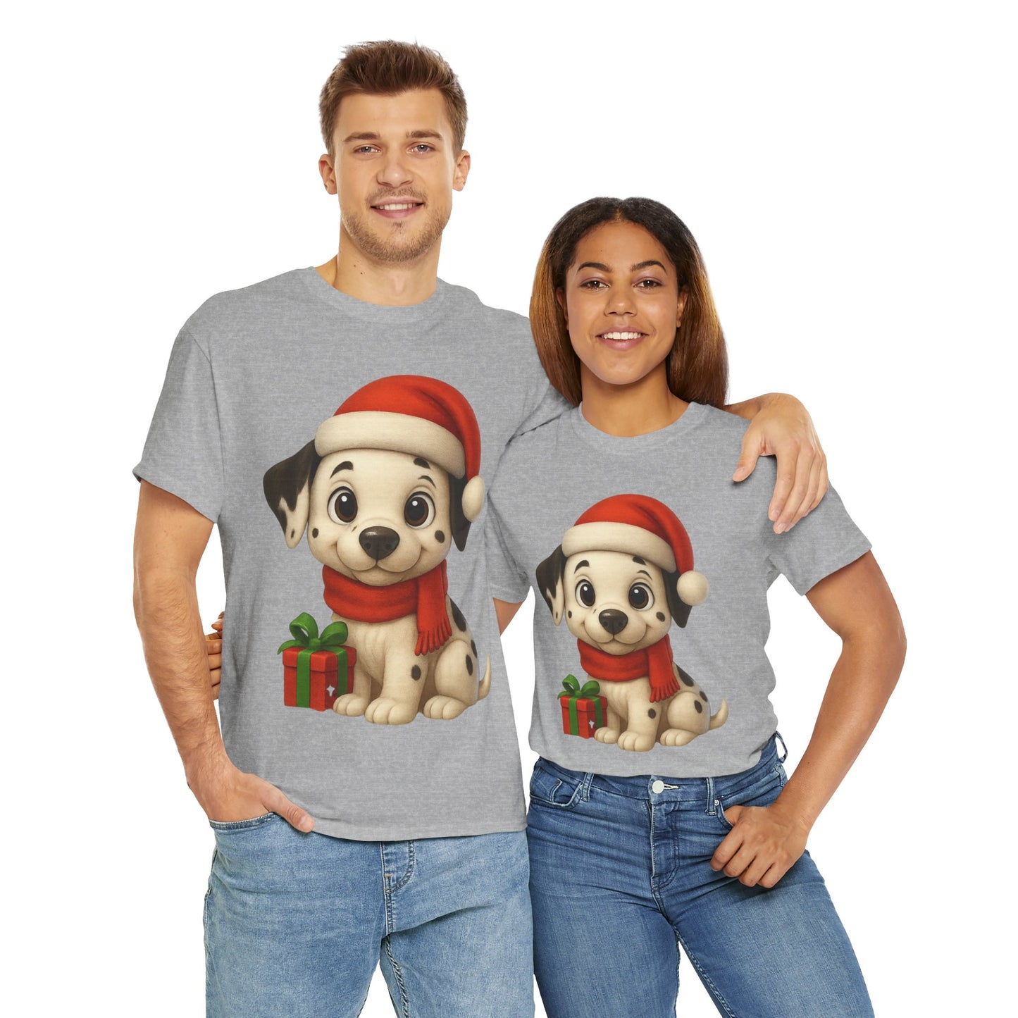 Adorable Christmas Puppy Tee - Unisex Heavy Cotton Tee