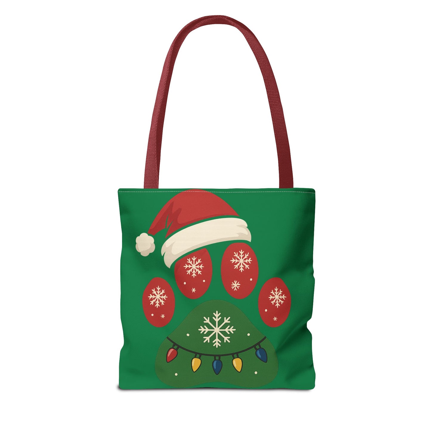 Festive Animal Paw Print Tote Bag, Holiday Shopper Tote, Christmas Gift Bag, Eco-Friendly Holiday Tote, Pet Lover's Tote