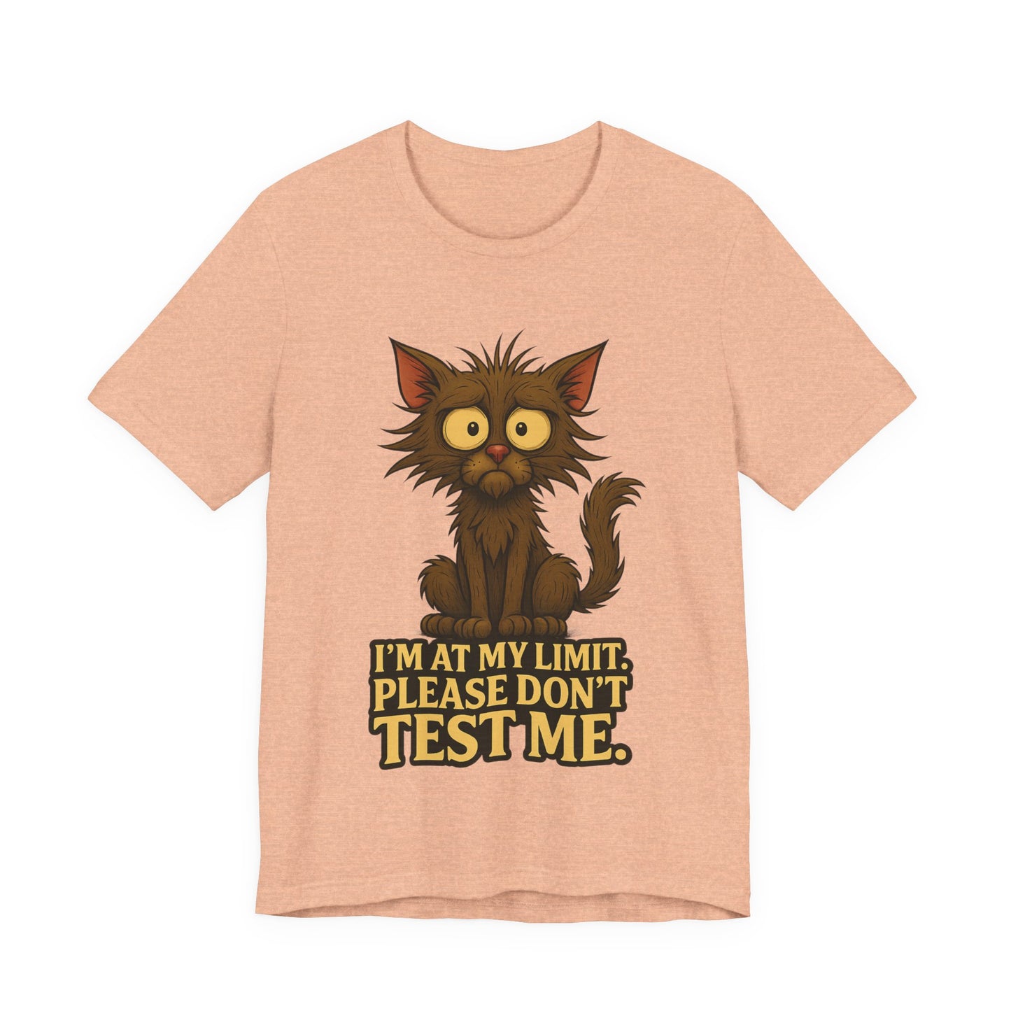 Funny Cat T-Shirt — "I'm At My Limit, Please Don't Test Me" Cute Stressed Kitty Graphic Tee