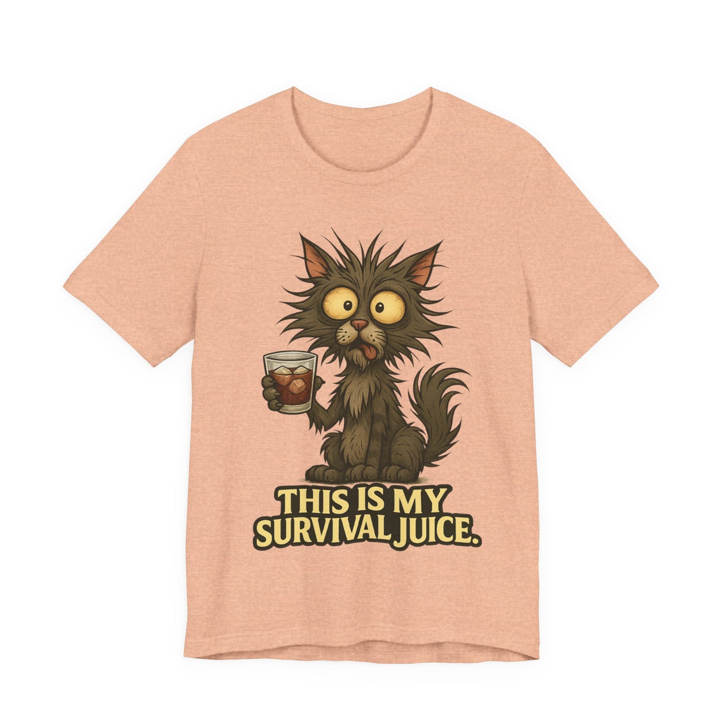 Coffee Cat T‑Shirt — "This Is My Survival Juice" Funny Cat Coffee Tee