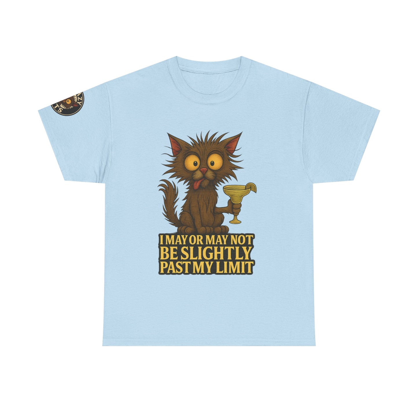 Cat Drinking Wine T‑Shirt — “I May Or May Not Be Slightly Past My Limit” Funny Graphic Tee