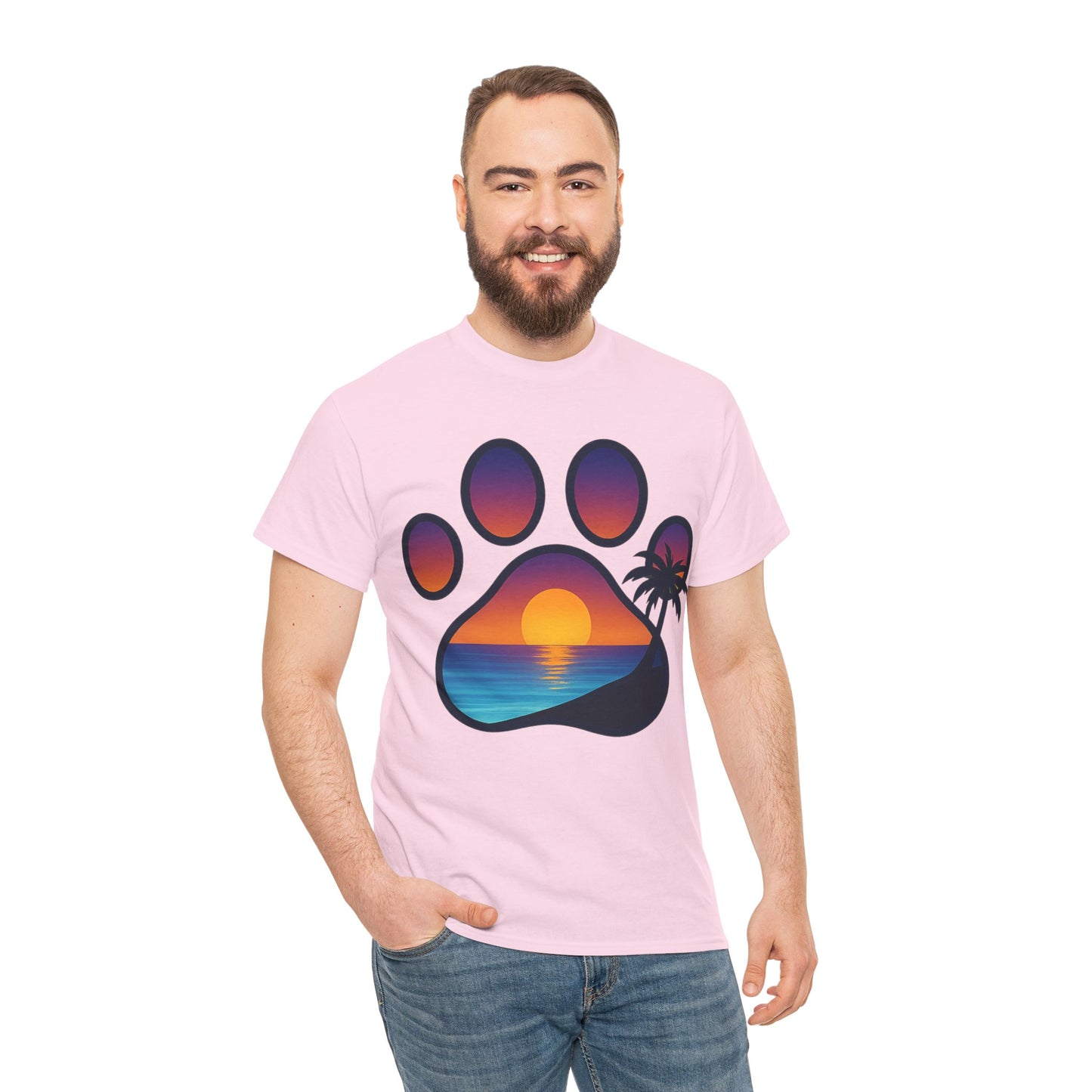 Sunset Beach Paw Print Tee | Pet Lovers Shirt, Gift for Dog Owners, Casual Wear, Summer Vibes, Animal Lover Apparel
