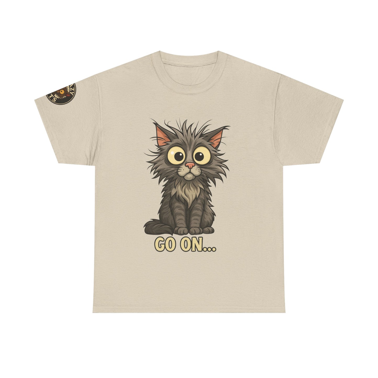 Cat Graphic Tee – Cute Wide-Eyed Kitten “Go On...” Shirt