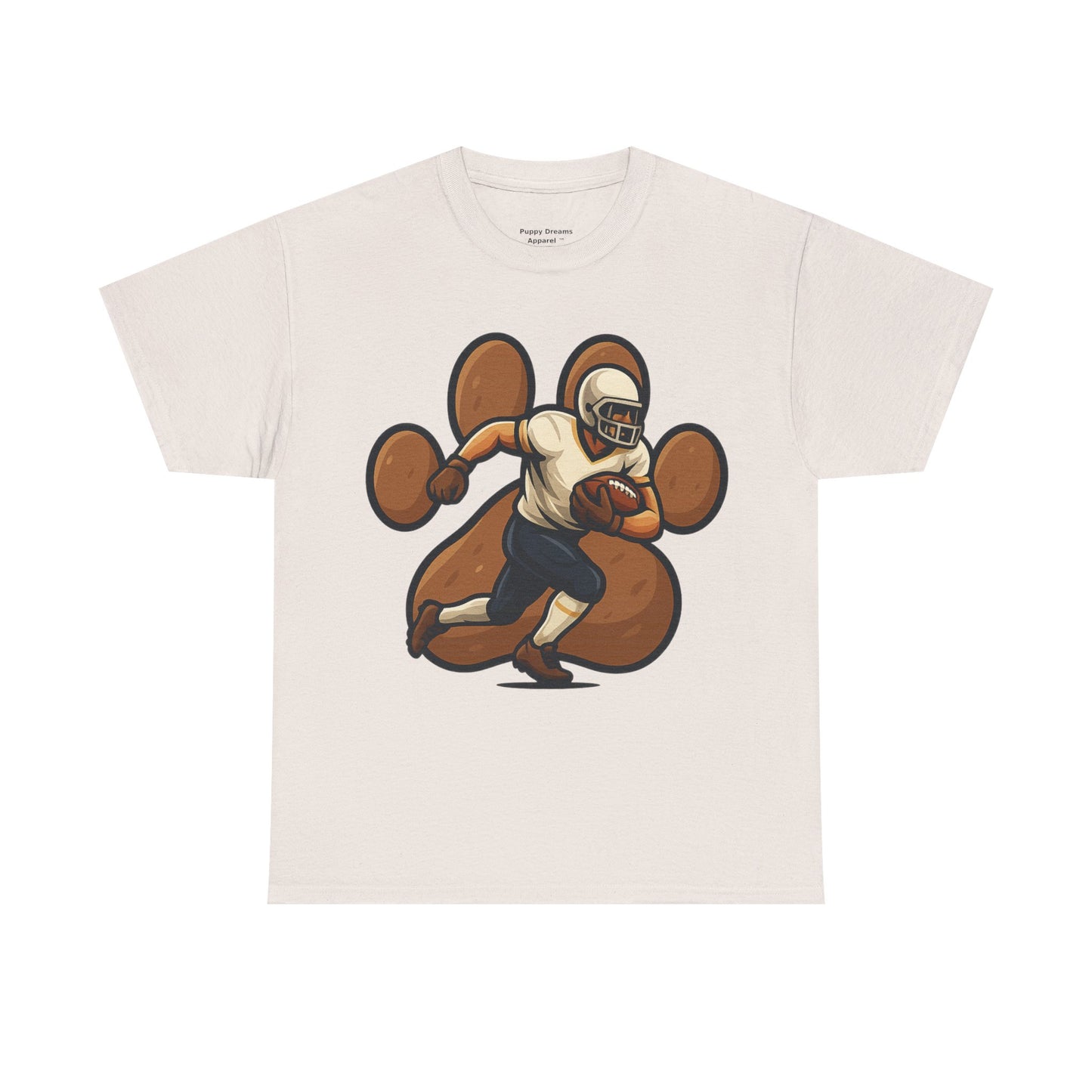 Football Paw Print Tee - Unisex Heavy Cotton T-Shirt, Sports Fan Gift, Game Day Apparel, Casual Wear, Team Spirit Tops