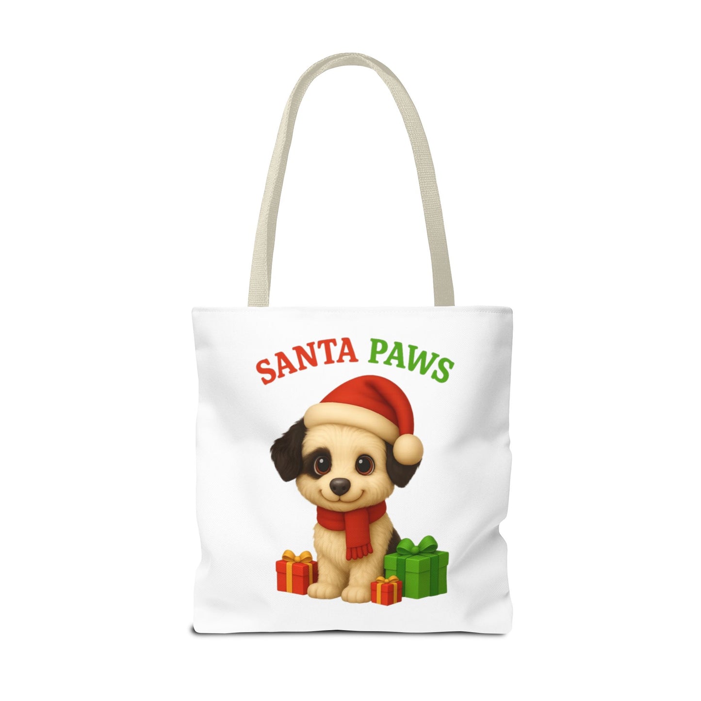 Christmas Dog Tote Bag, Pet Lover Gift, Santa Paws Eco-friendly Bag, Holiday Shopping Tote, Cute Puppy Design, Dog Owner Accessory