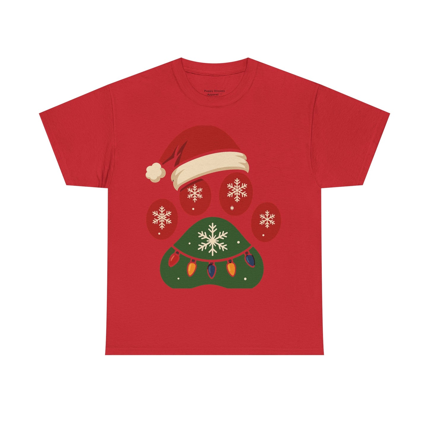 Festive Dog Paw Print Tee, Holiday T-Shirt for Pet Lovers, Christmas Casual Wear, Cute Pet Apparel, Winter Gift Idea
