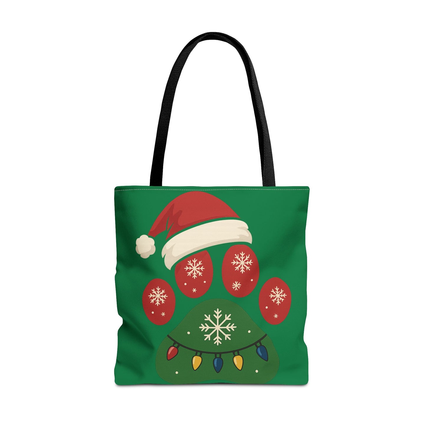Festive Animal Paw Print Tote Bag, Holiday Shopper Tote, Christmas Gift Bag, Eco-Friendly Holiday Tote, Pet Lover's Tote