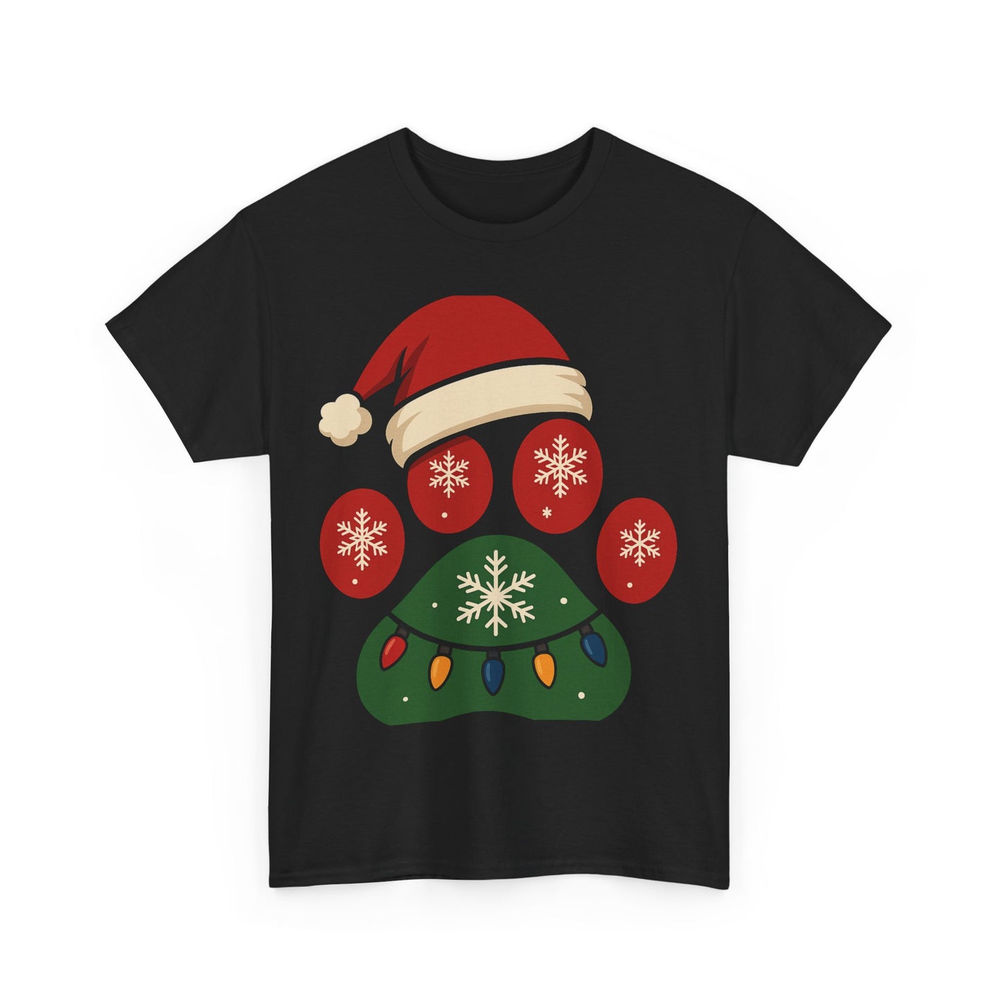 Festive Dog Paw Print Tee, Holiday T-Shirt for Pet Lovers, Christmas Casual Wear, Cute Pet Apparel, Winter Gift Idea