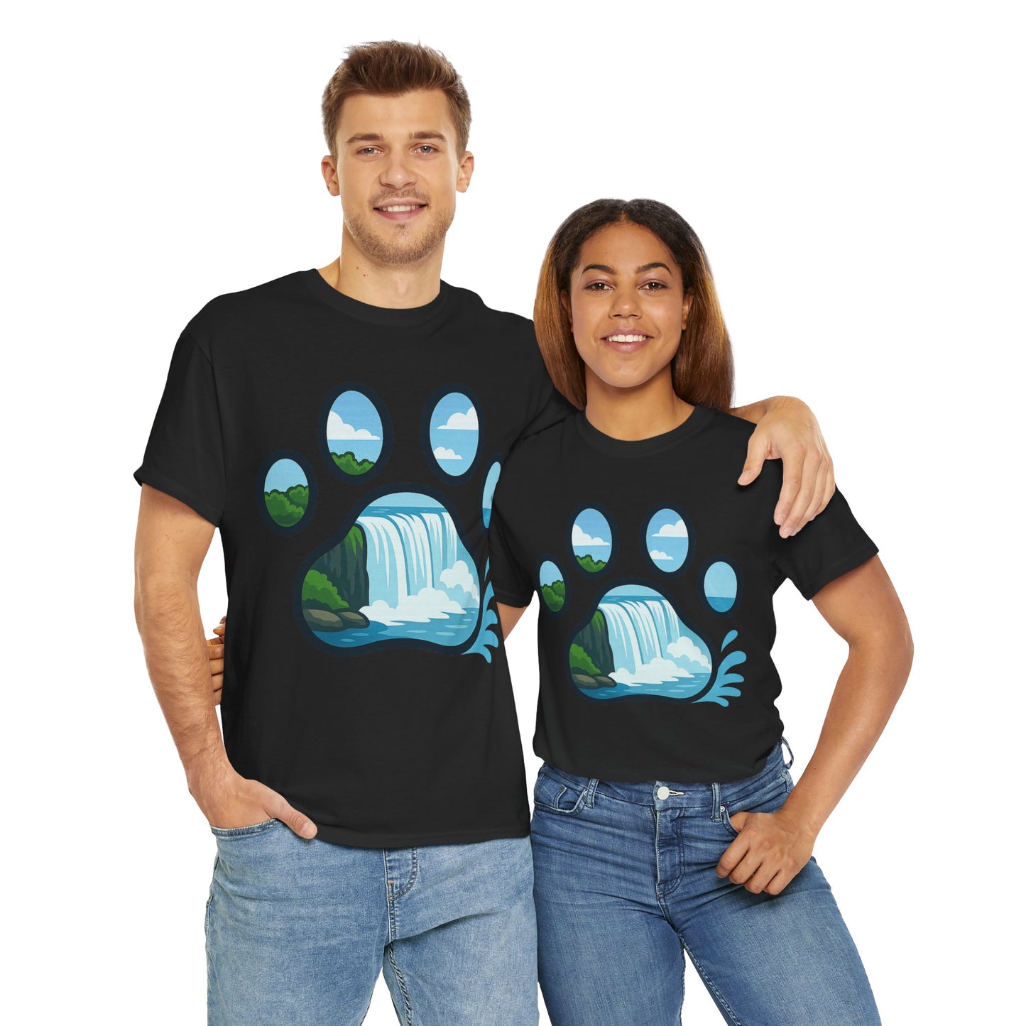 Nature-Inspired Paw Print Tee, Unisex Heavy Cotton Tee, Cute Animal Shirt, Outdoor Lover Gift, Eco-Friendly Apparel, Casual Wear