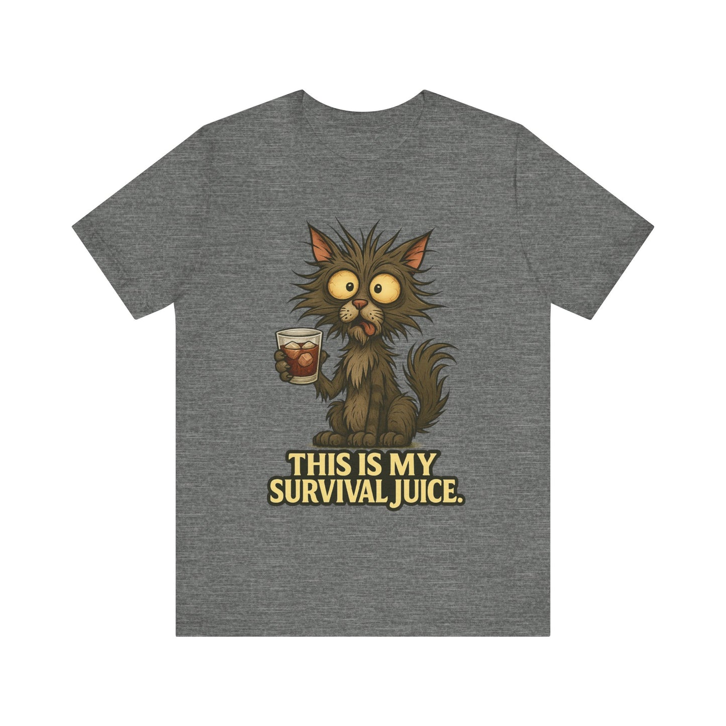Survival Juice Cat Tee — Funny Coffee Cat T-Shirt