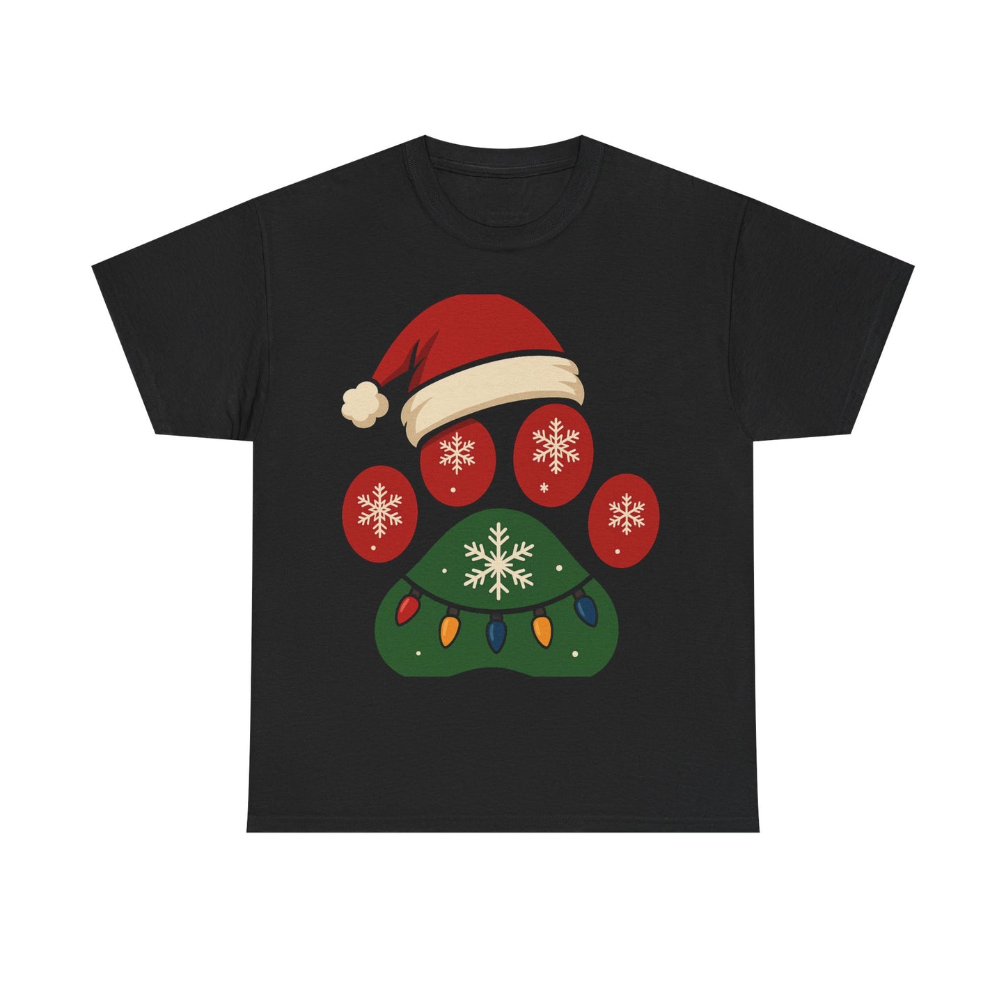 Festive Dog Paw Print Tee, Holiday T-Shirt for Pet Lovers, Christmas Casual Wear, Cute Pet Apparel, Winter Gift Idea
