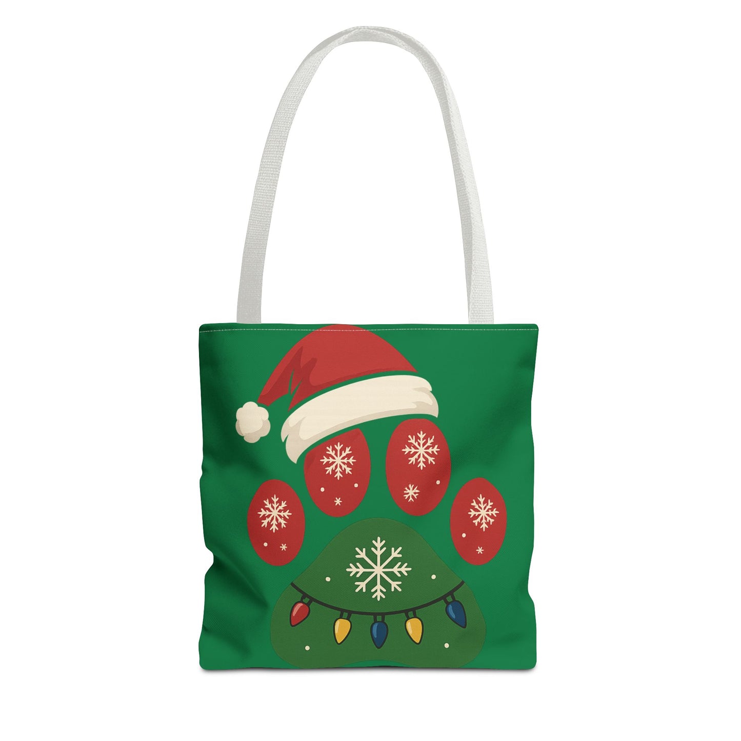 Festive Animal Paw Print Tote Bag, Holiday Shopper Tote, Christmas Gift Bag, Eco-Friendly Holiday Tote, Pet Lover's Tote