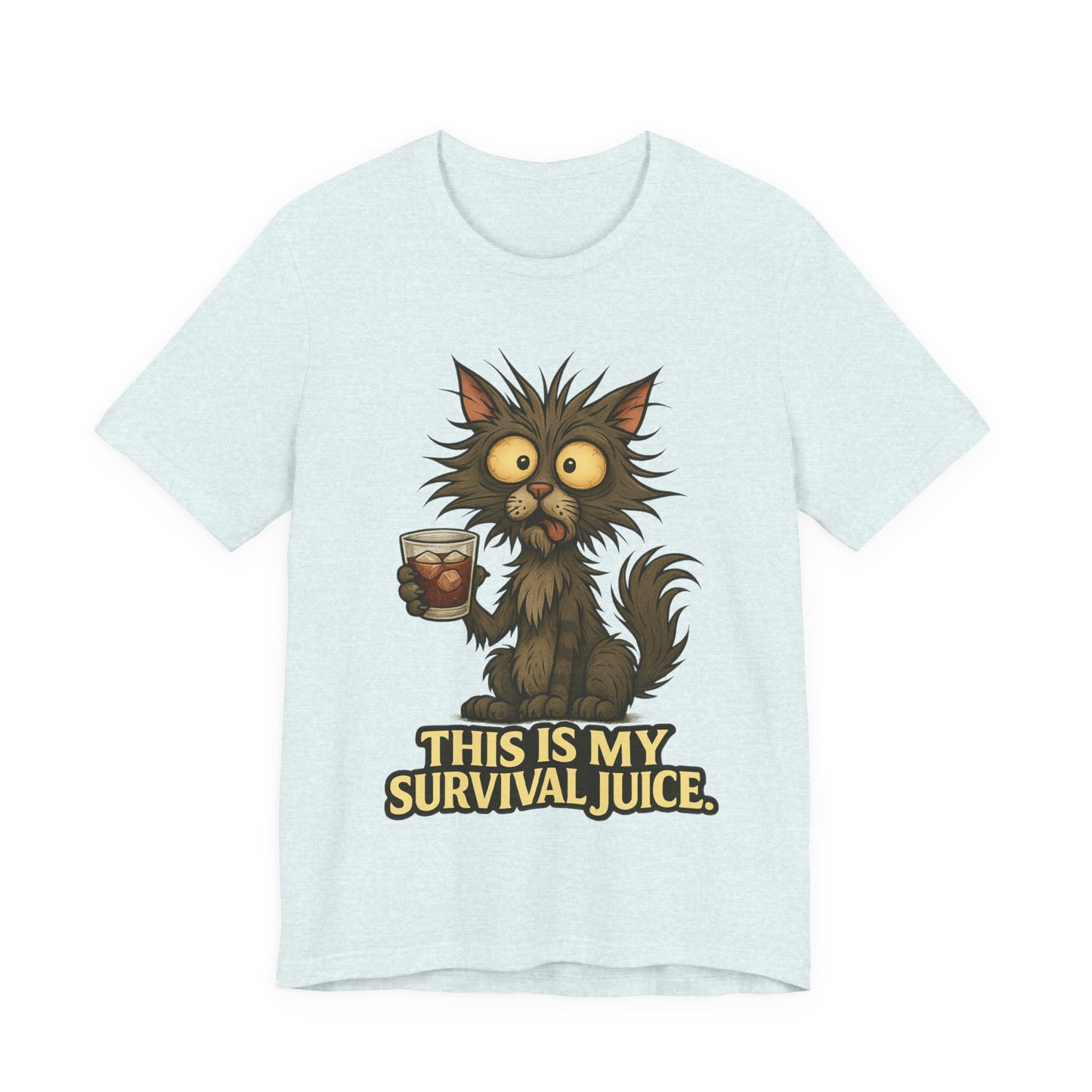 Survival Juice Cat Tee — Funny Coffee Cat T-Shirt