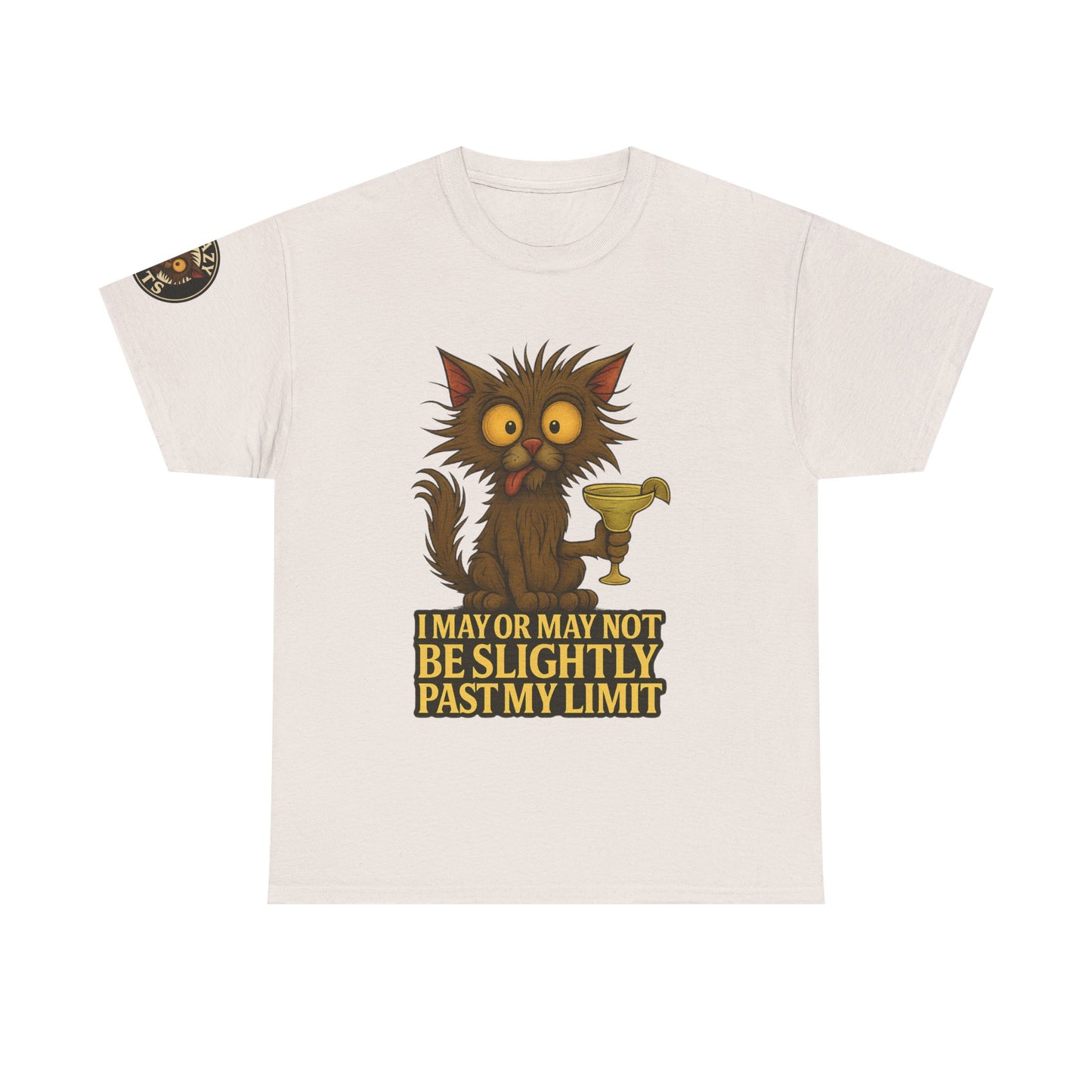Cat Drinking Wine T‑Shirt — “I May Or May Not Be Slightly Past My Limit” Funny Graphic Tee