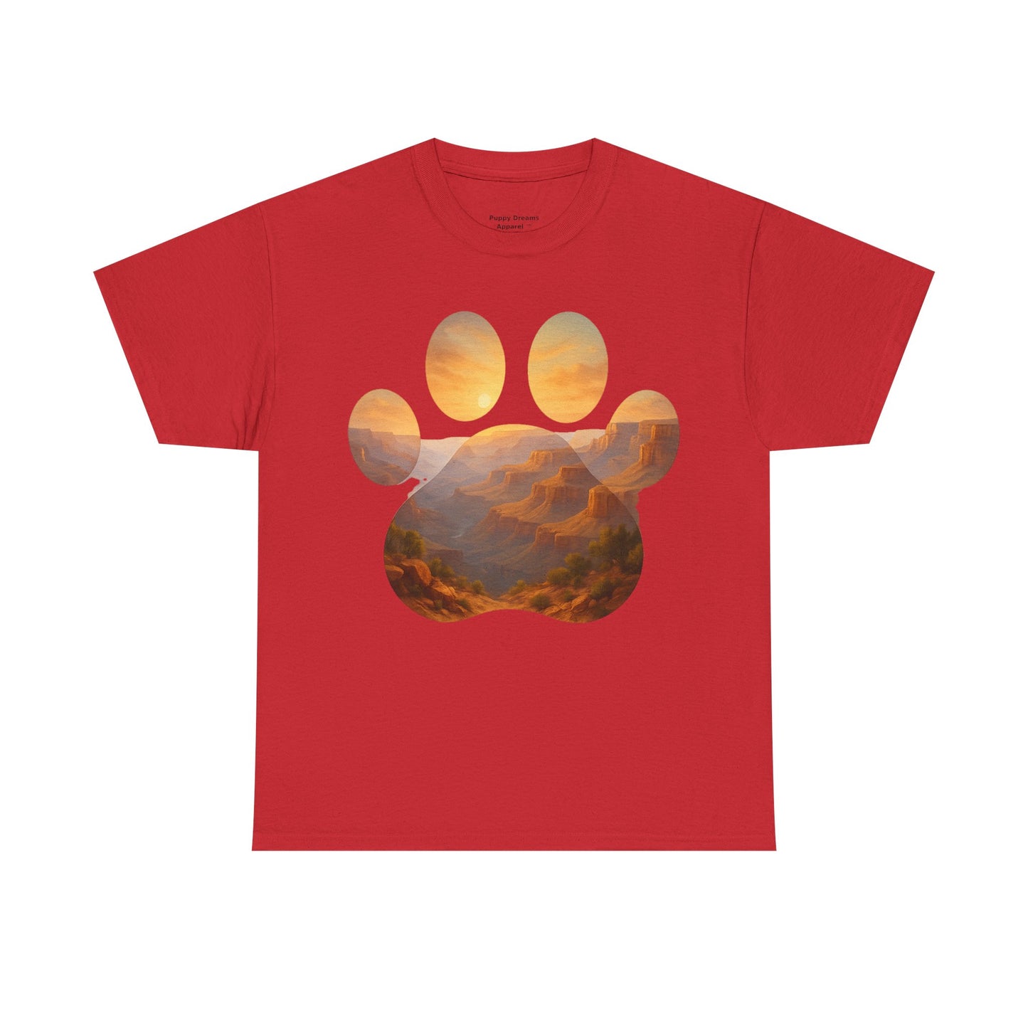 Sunset Paw Print Tee, Unisex T-Shirt for Pet Lovers, Cute Animal Graphic Shirt, Comfortable Everyday Wear, Gift for Dog Owners